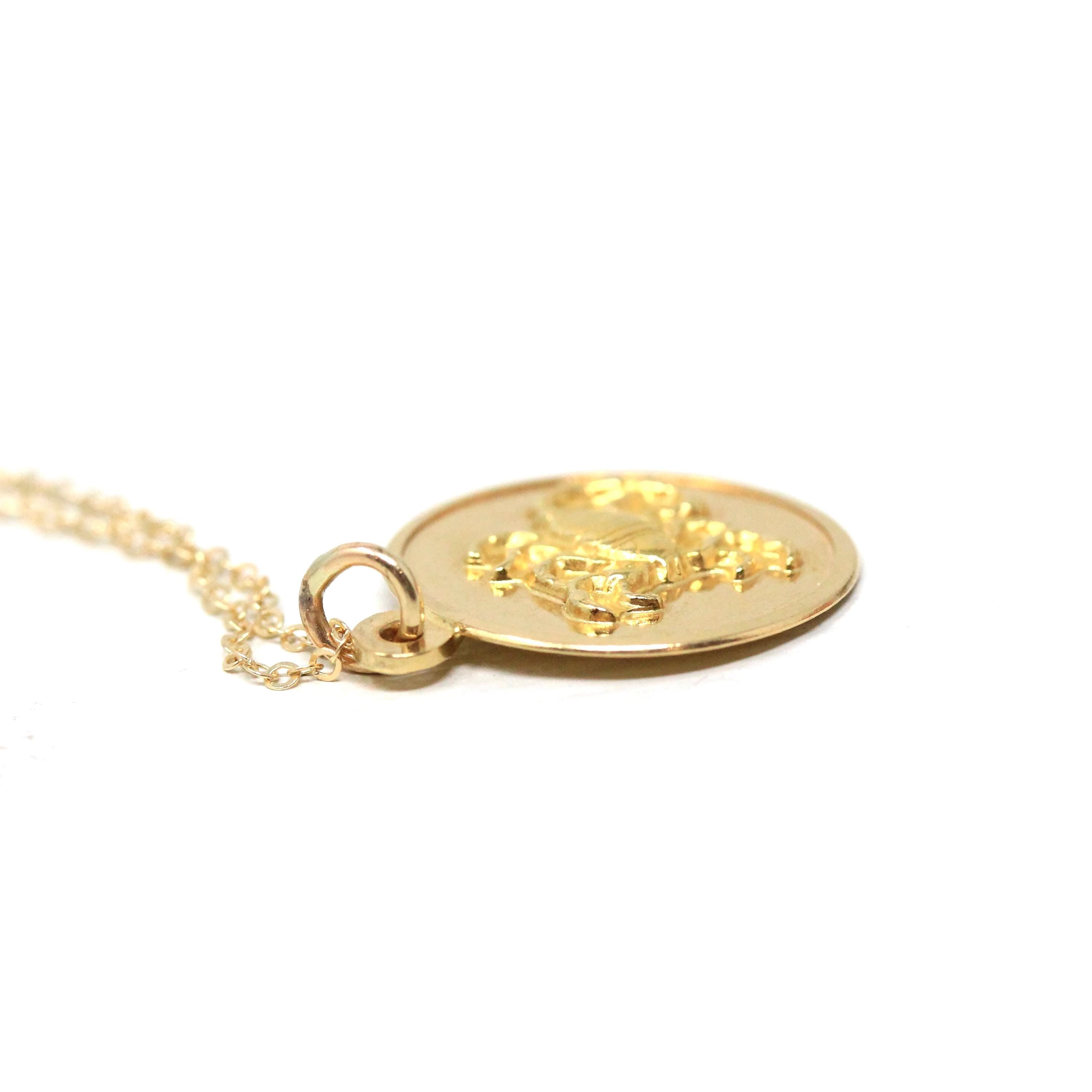 Vintage Scorpio Pendant - Retro 18k Yellow Gold Scorpion Astrological Sign Charm Necklace - Circa 1970s Era Zodiac Water Element 70s Jewelry