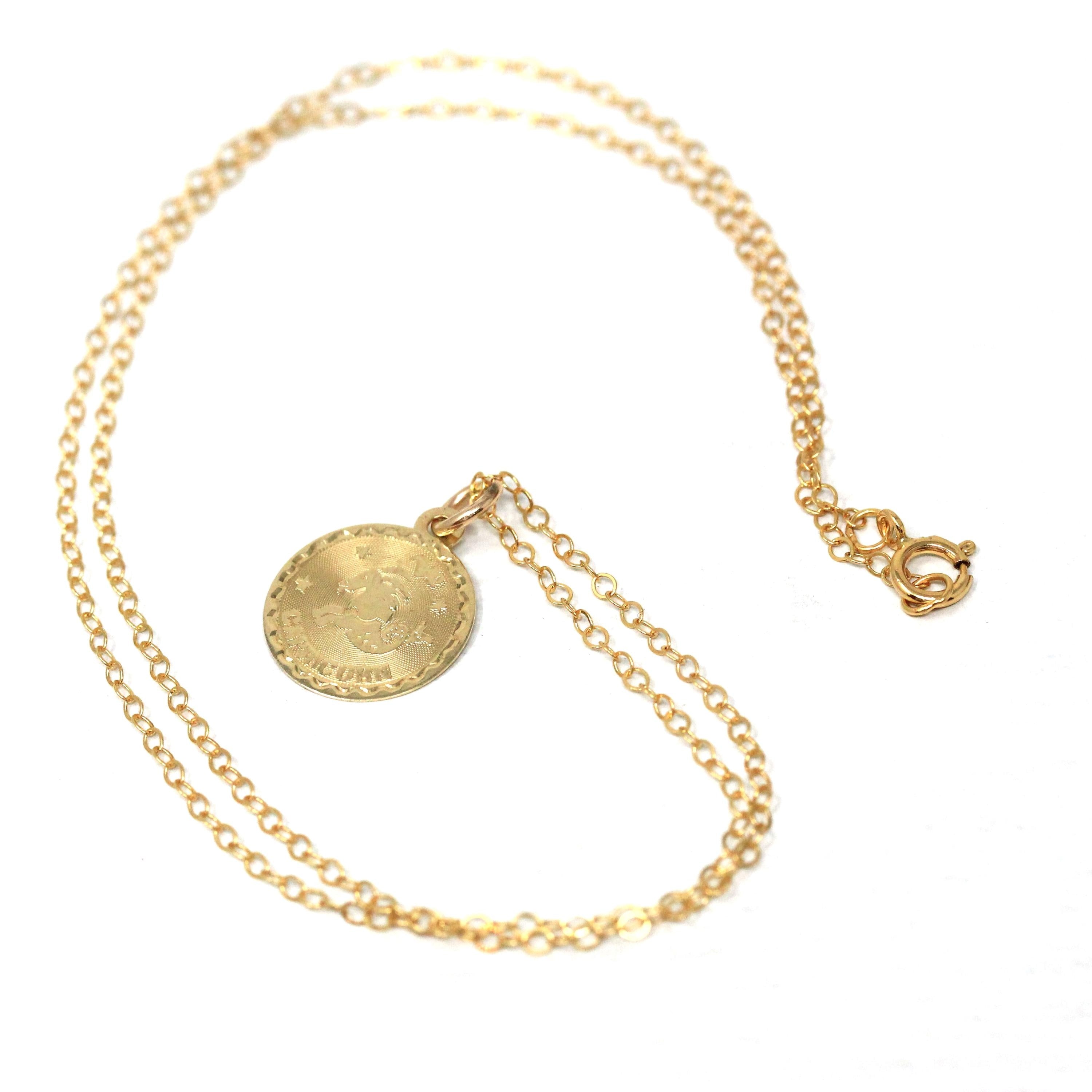 Vintage Capricorn Charm - Retro 14k Yellow Gold Sea Goat Astrological Sign Necklace - Circa 1970s Era Zodiac Earth Element Fine 70s Jewelry