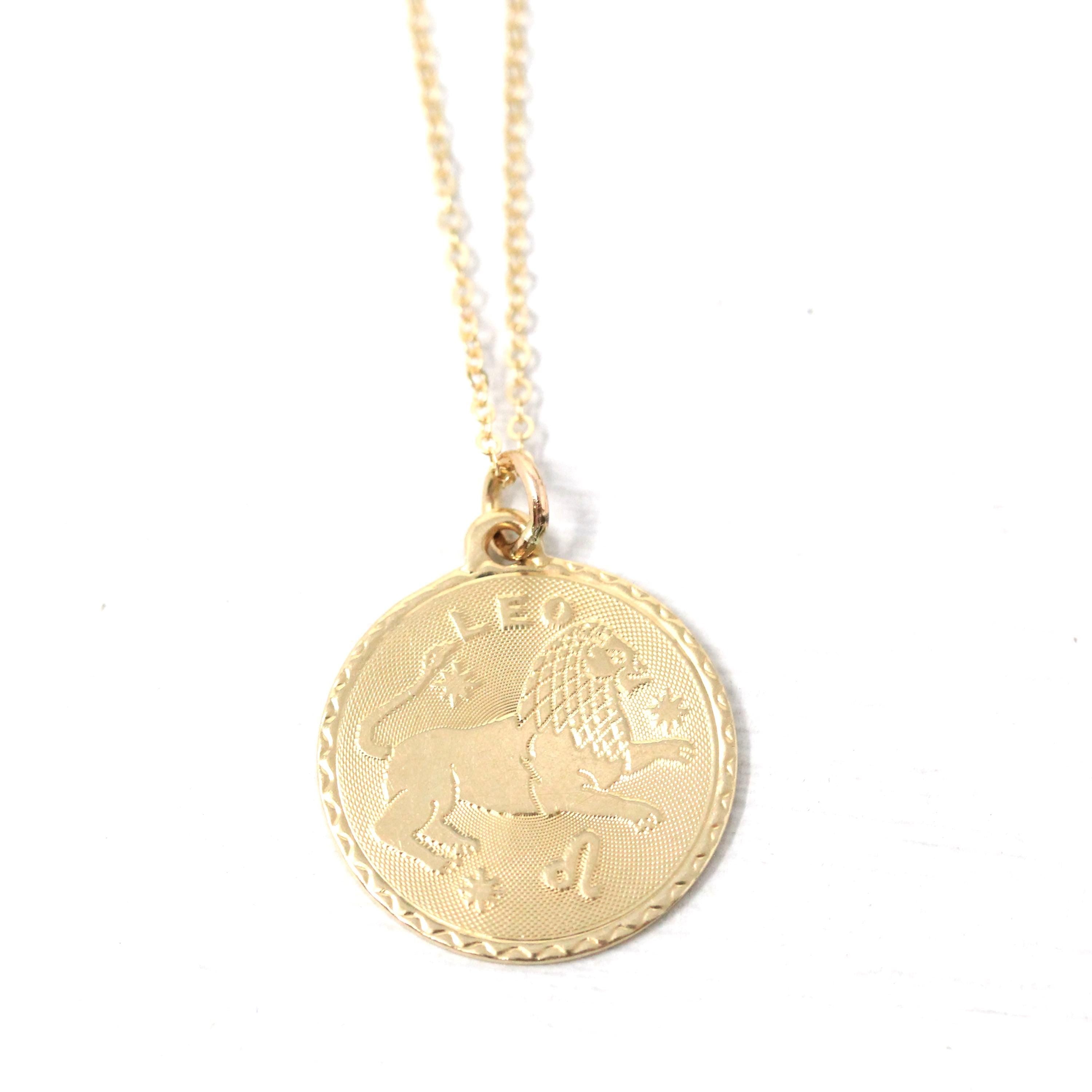 Vintage Leo Pendant - Retro 14k Yellow Gold Lion Astrological Sign Charm Pendant - Dated 1972 Zodiac Celestial Fire Element 70s Jewelry