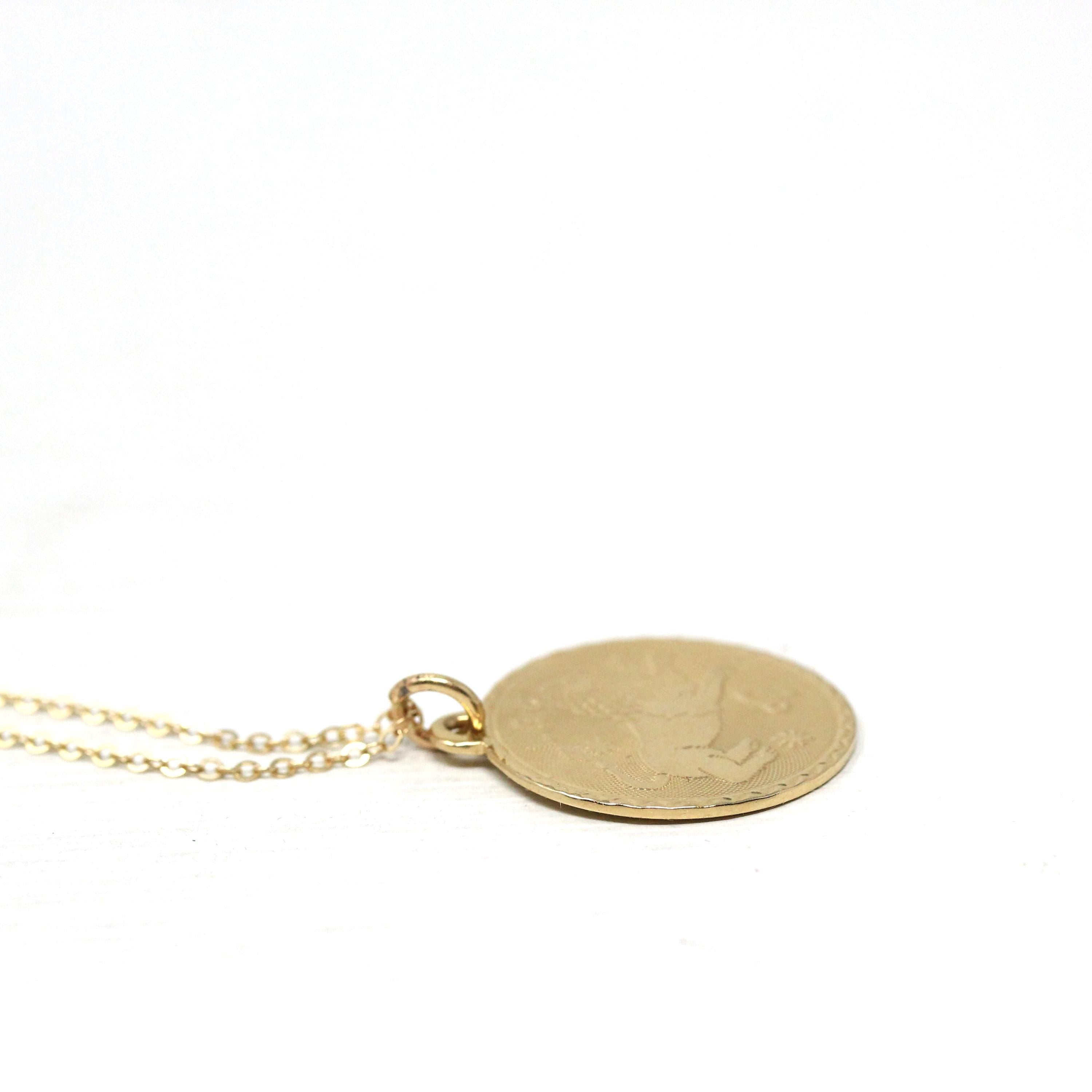 Vintage Leo Pendant - Retro 14k Yellow Gold Lion Astrological Sign Charm Pendant - Dated 1972 Zodiac Celestial Fire Element 70s Jewelry