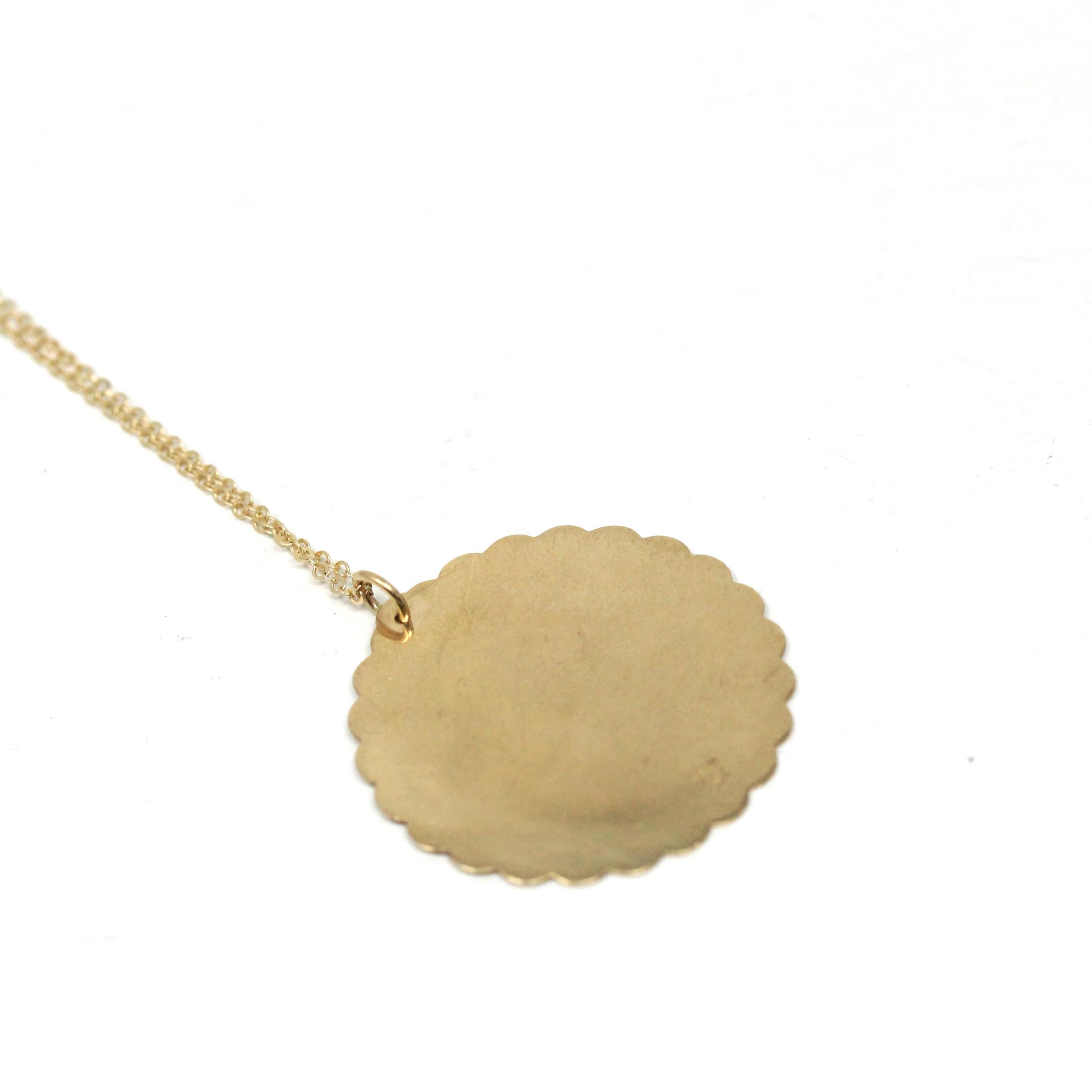 Vintage Virgo Pendant - Retro 14k Yellow Gold Maiden Astrological Sign Charm Necklace - Circa 1970s Zodiac Celestial Earth Element Jewelry