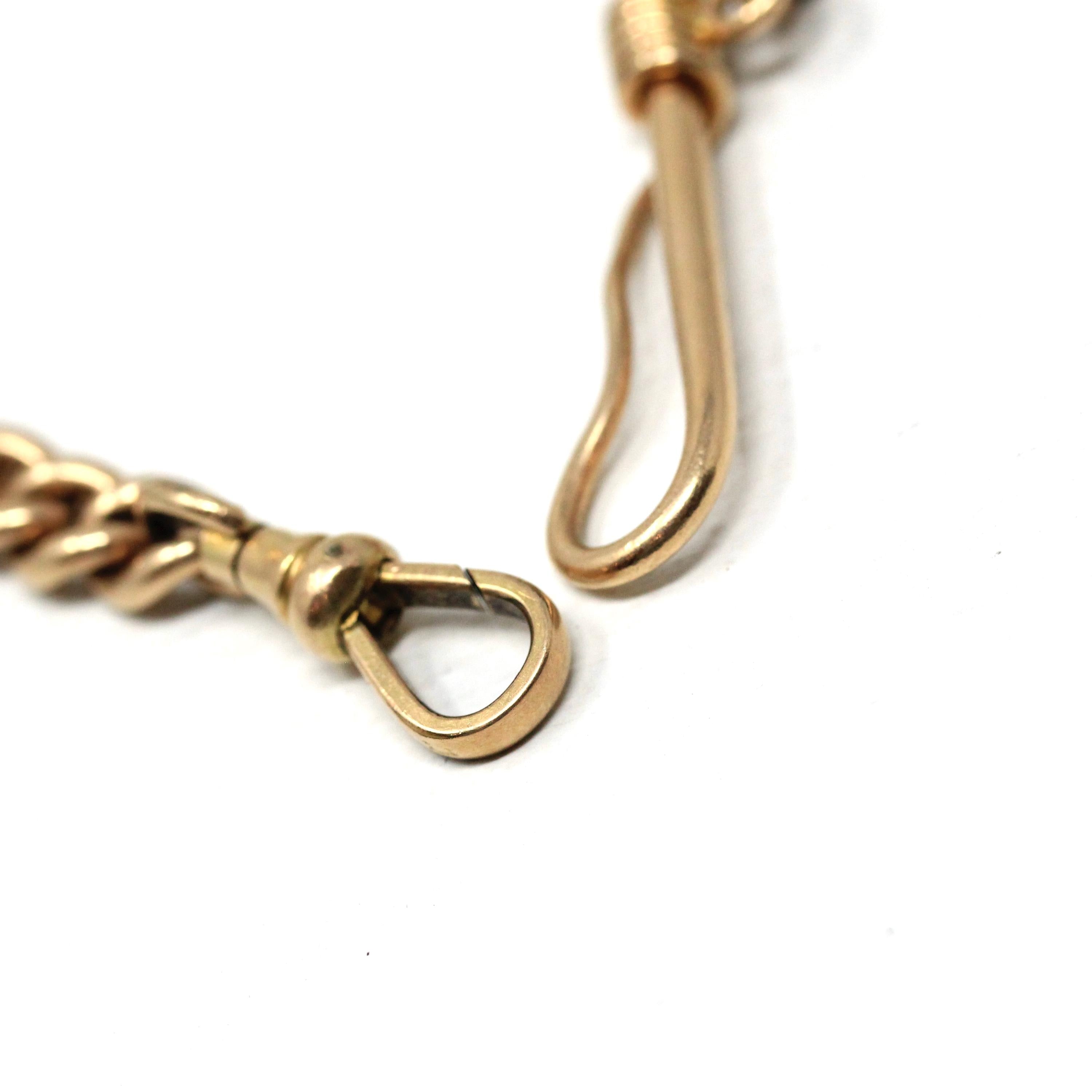 Equestrian Pocket Watch Chain - Victorian Gold Filled Riding Crop T Bar Swivel Clip - Antique Circa 1890s Era Horse Bridle Unisex Jewelry