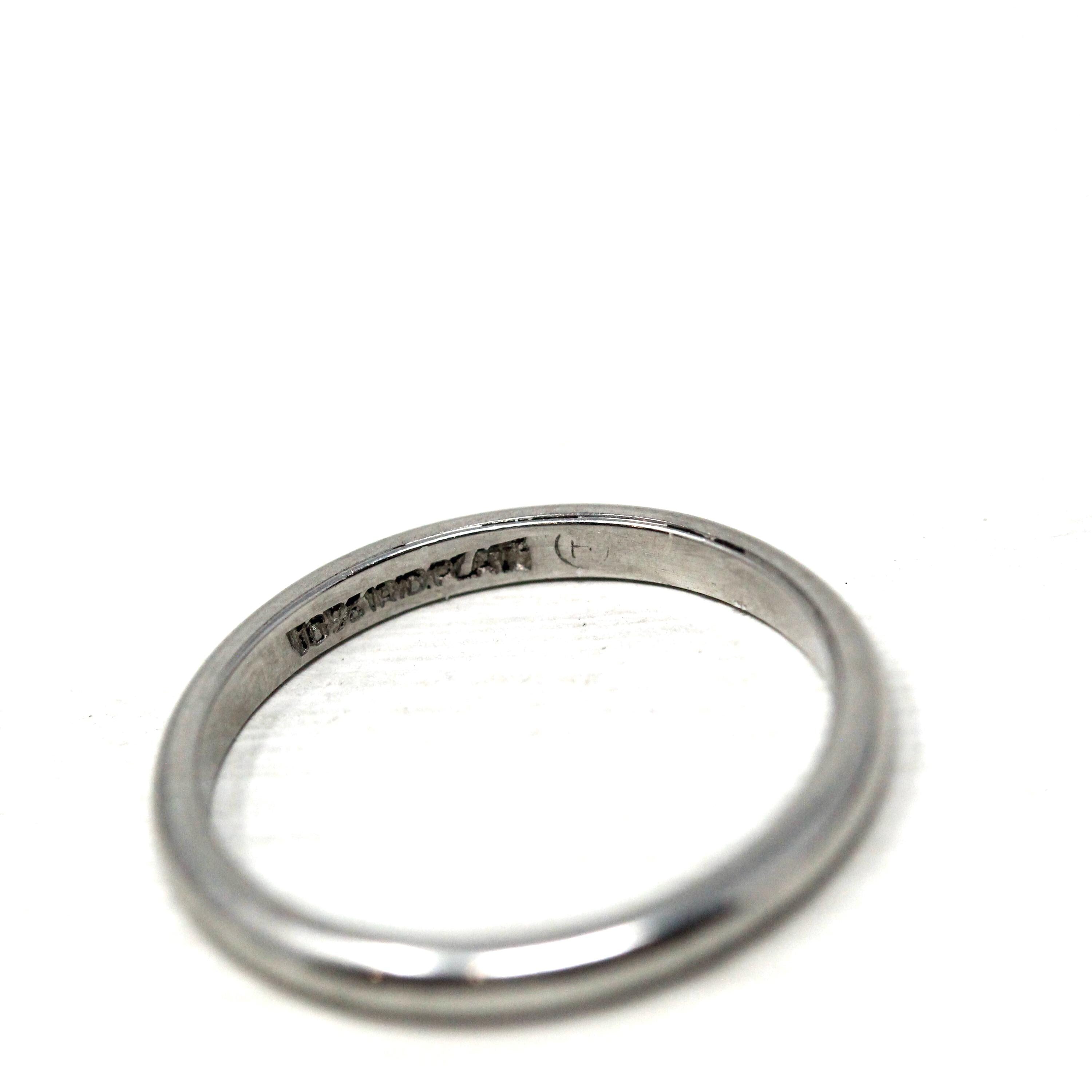 Platinum Wedding Band - Mid Century 2 mm Half Round Classic Bridal Ring - Vintage Size 5 Heirloom Fine Stacking Mid Century Jewelry