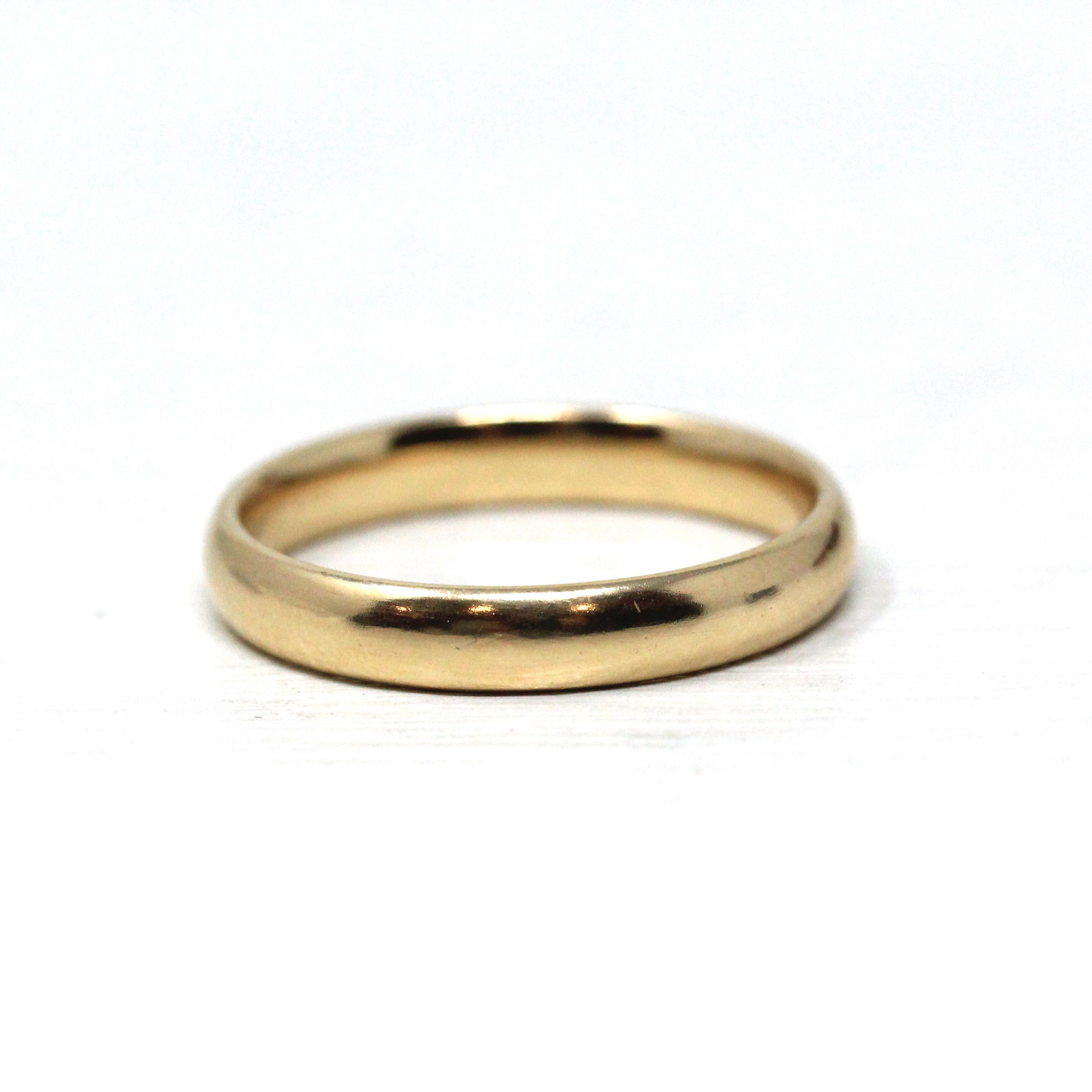 Vintage Wedding Band - Retro 14k Yellow Gold Unisex Simple Stack Statement Ring - Circa 1980s Size 12 1/4 Fine Minimalist "TW" 80s Jewelry