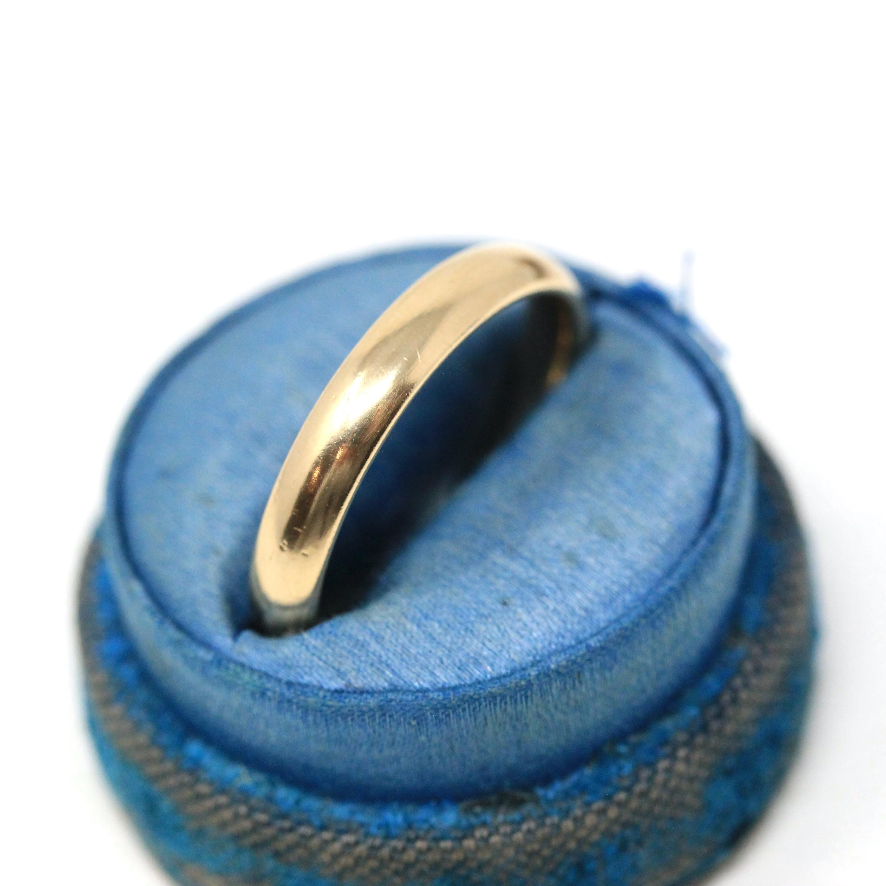 Vintage Wedding Band - Retro 14k Yellow Gold Unisex Simple Stack Statement Ring - Circa 1980s Size 12 1/4 Fine Minimalist "TW" 80s Jewelry