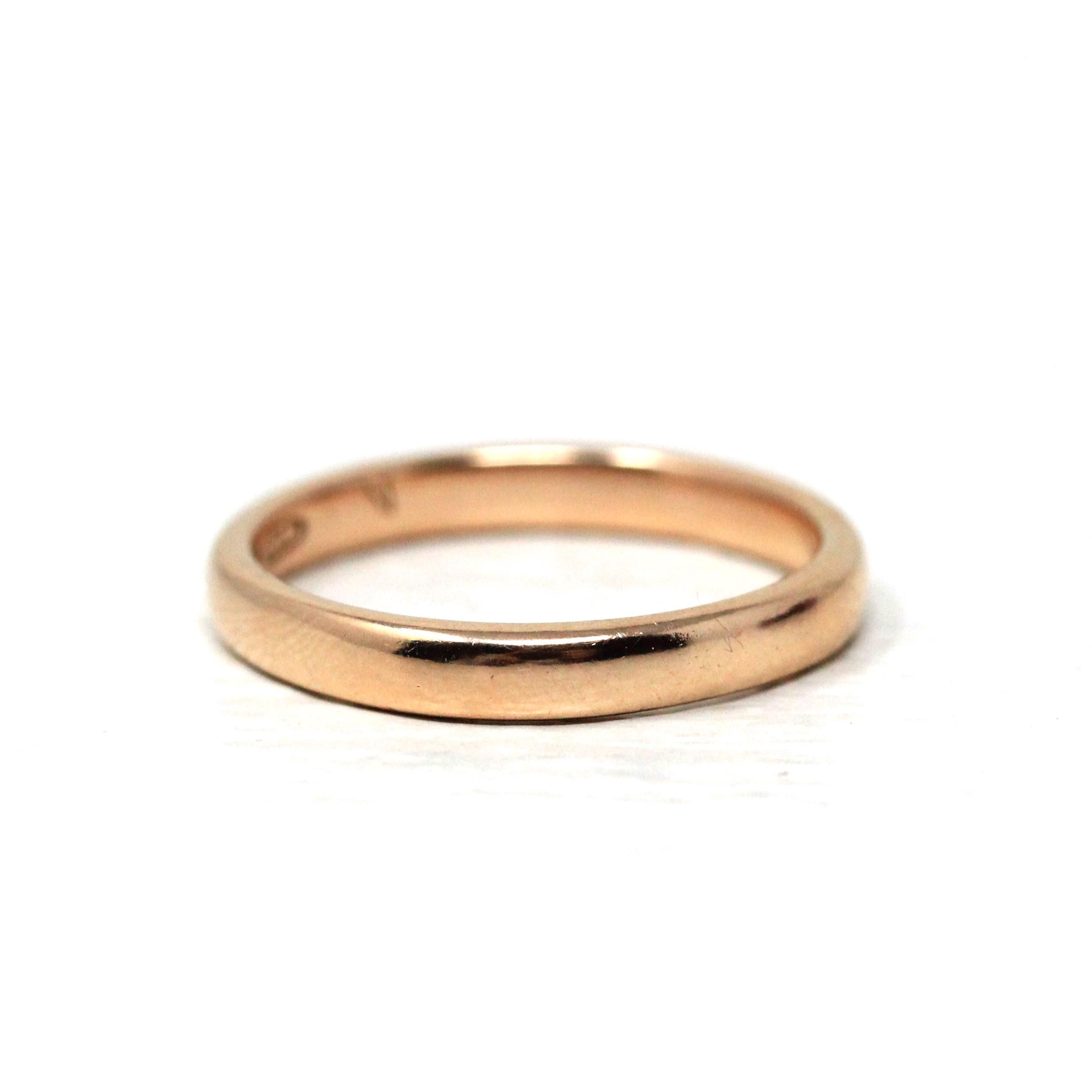 Art Deco Ring Band - Vintage Rosy 9k Yellow Gold Birmingham England UK - Circa 1930s Era Size 7 English Hallmarks Fine Minimalist Jewelry