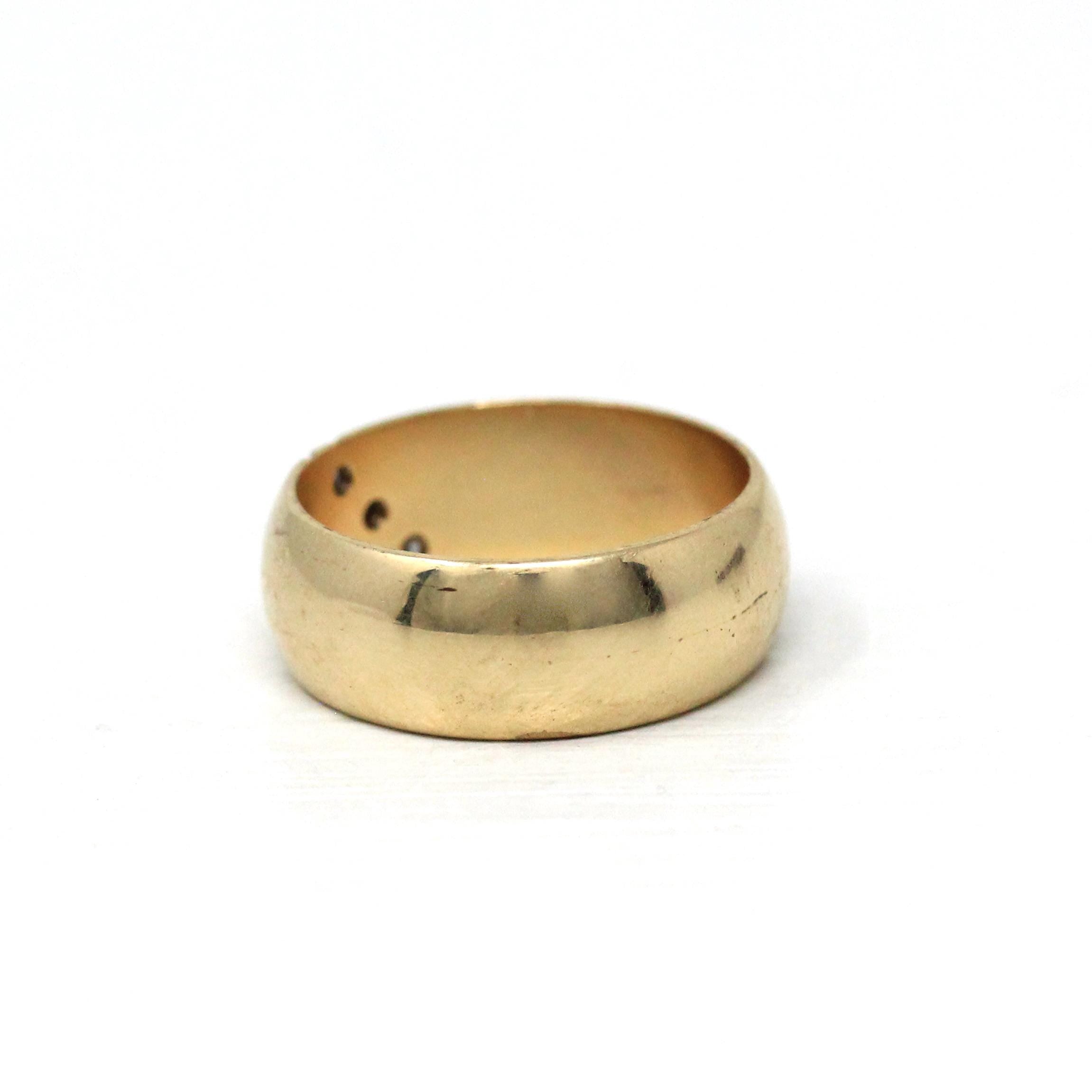 Vintage Diamond Band - Modern 9k Yellow Gold Natural Diamond Diagonal Statement - Size 5 3/4 Circa 1990s Fine Unisex Stacking Bridal Jewelry