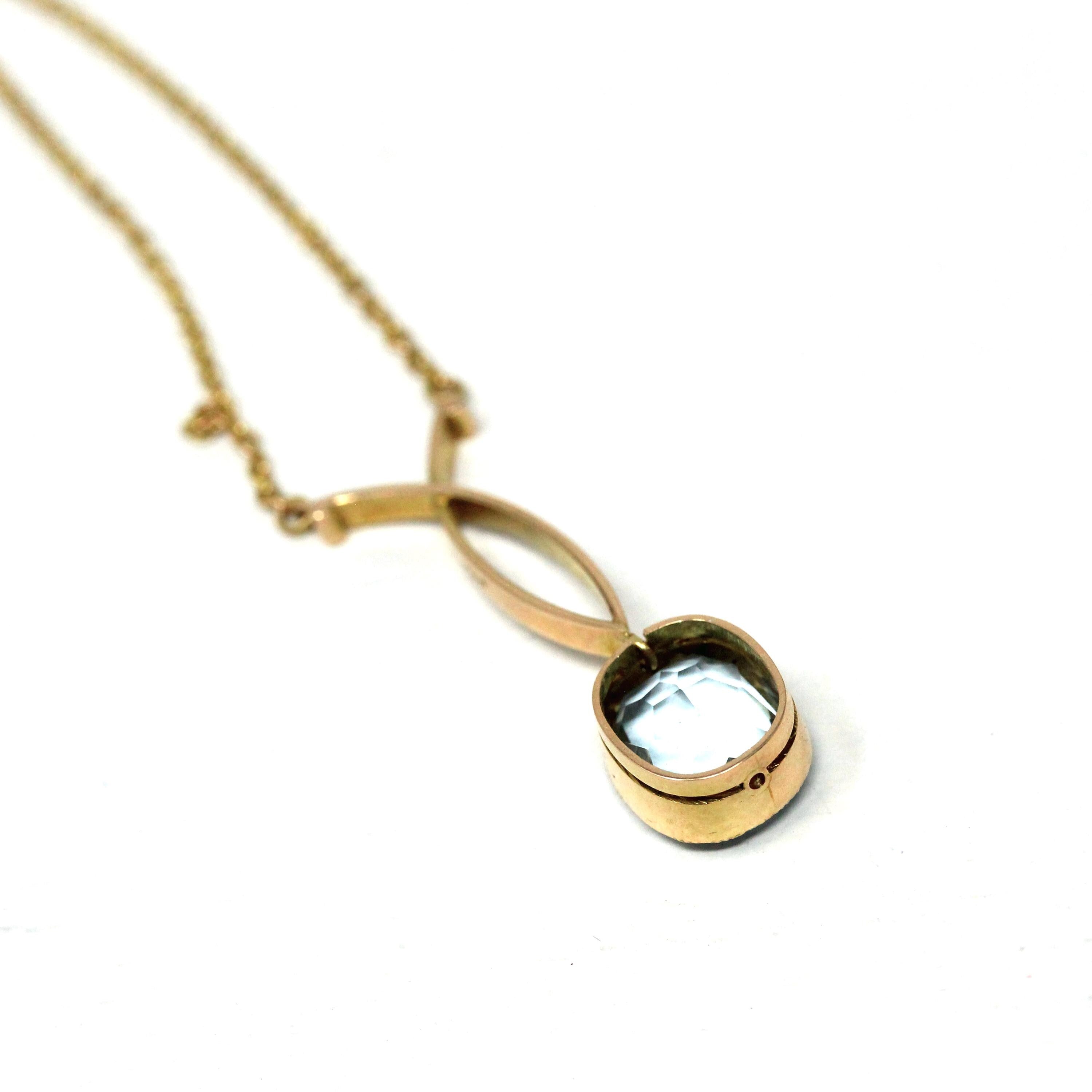 Antique Aquamarine Necklace - Edwardian 15k Yellow Gold 2.45 CT Natural Gem Pendant - Circa 1910s Cushion Cut Statement Fine March Jewelry