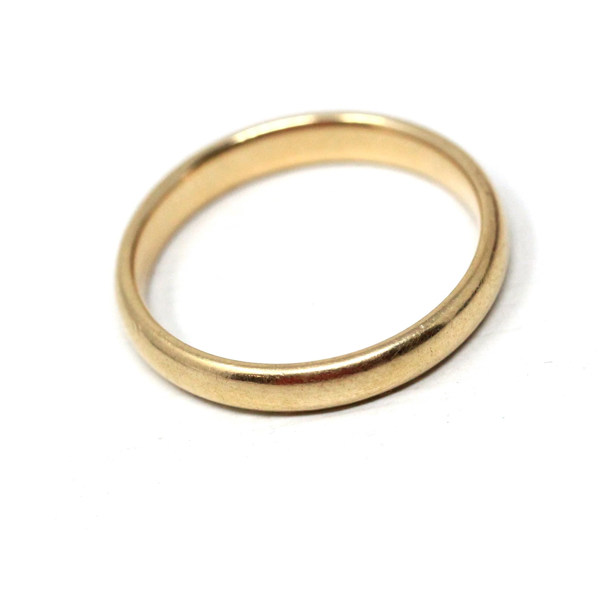 Antique Wedding Ring - Edwardian Era 14k Yellow Gold Unadorned 3.3 MM Band - Circa 1910s Size 7 JR Wood Stacking Unisex Fine Bridal Jewelry