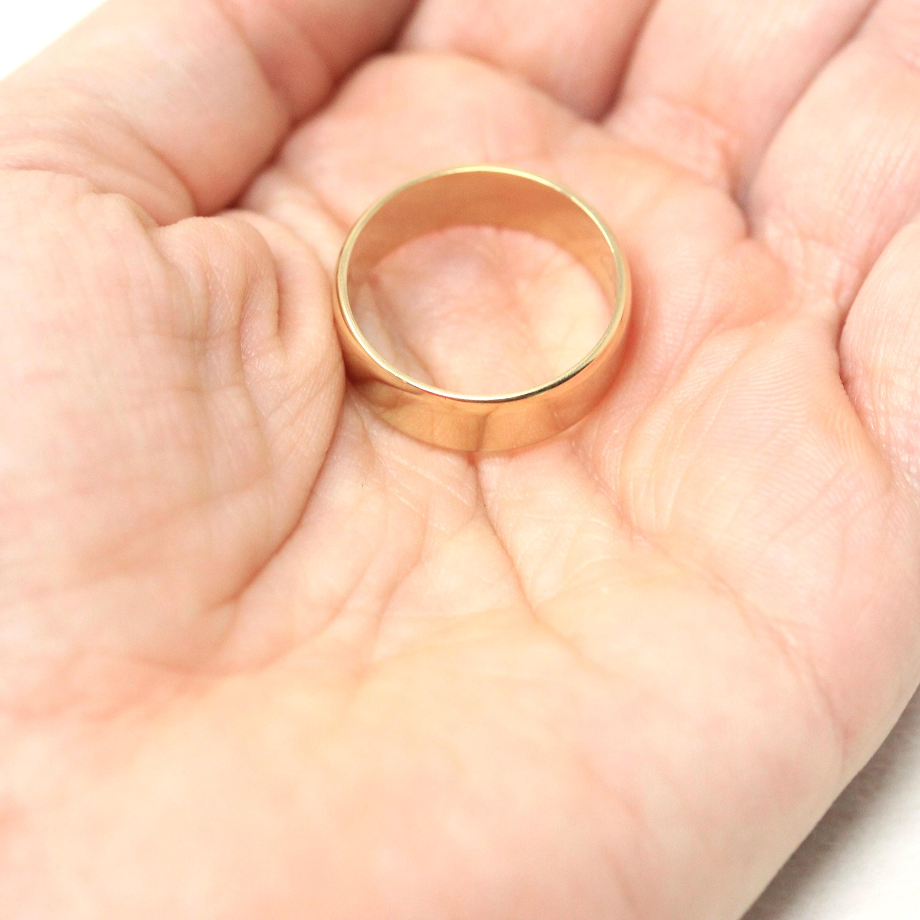 Wide Retro Ring Band - Vintage 9k Yellow Gold London England UK - Circa 1960s Era Size 8 3/4 English Hallmarks - Fine Minimalist 60s Jewelry