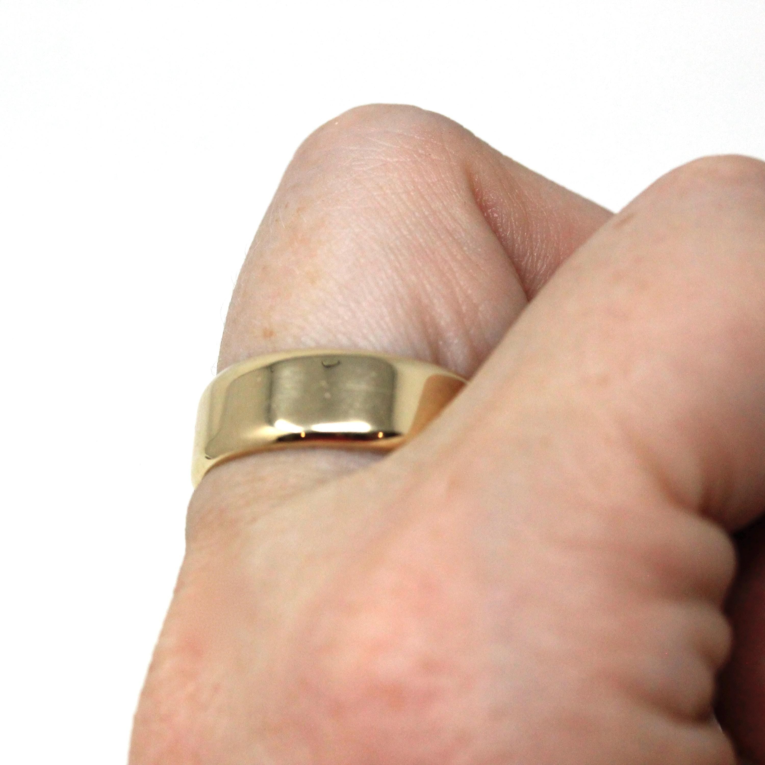 Wide Retro Ring Band - Vintage 9k Yellow Gold London England UK - Circa 1960s Era Size 8 3/4 English Hallmarks - Fine Minimalist 60s Jewelry