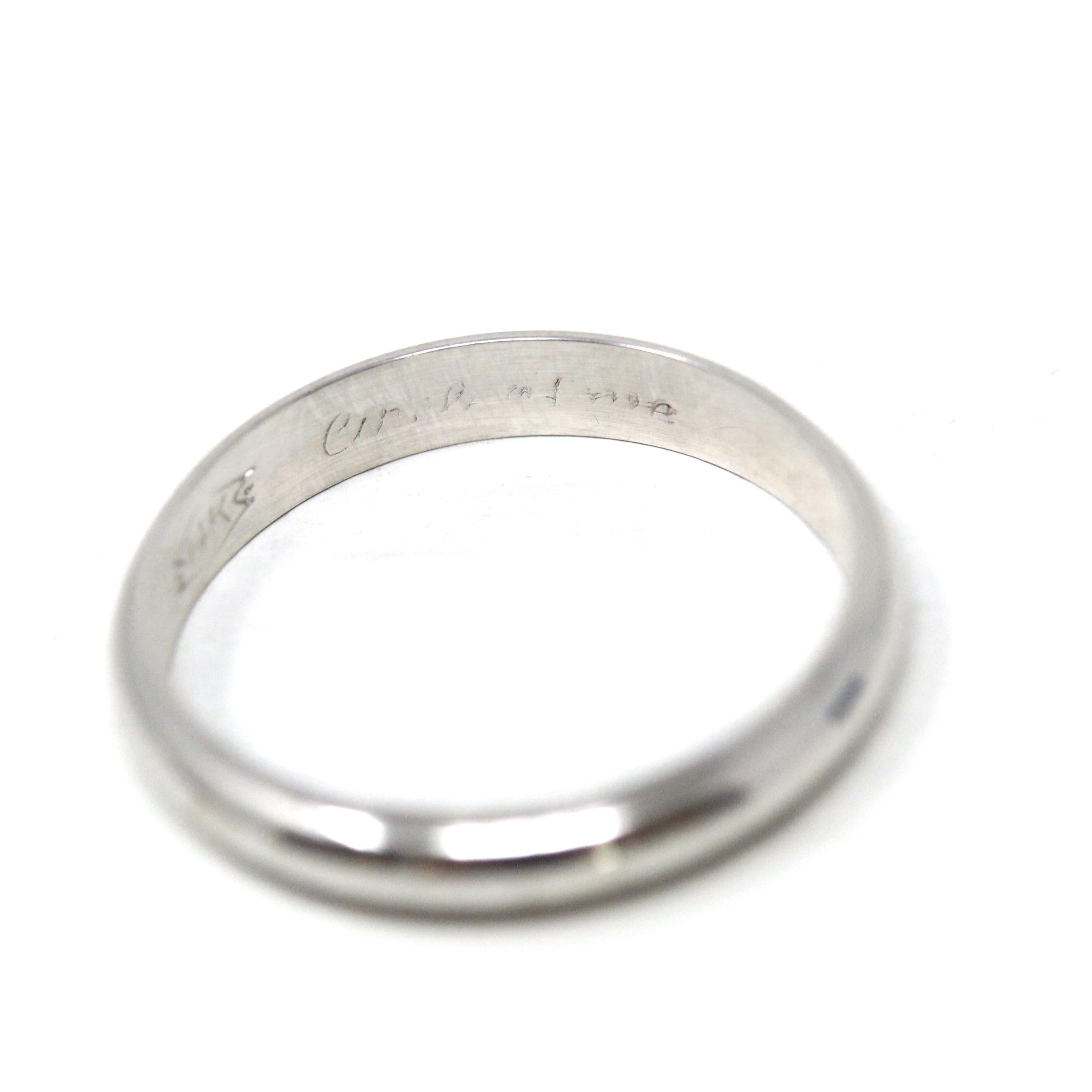 Mid Century Wedding Band - Vintage 14k White Gold Plain Stacking Ring - Circa 1950s Size 5 Partner Ring Paired Set 50's Bridal Fine Jewelry