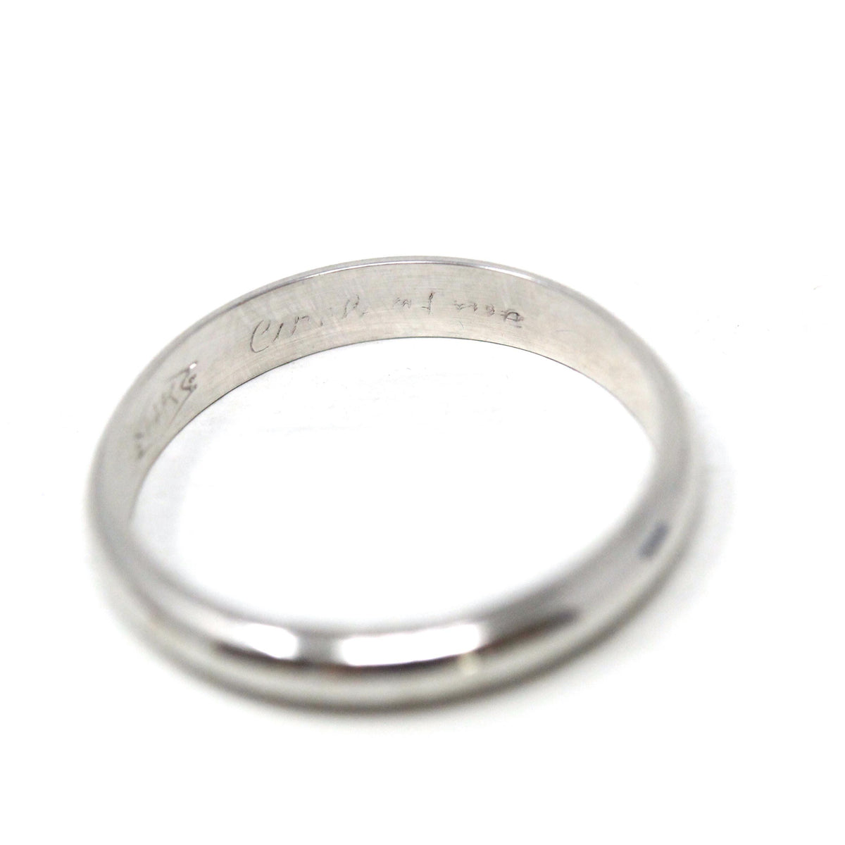 Mid Century Wedding Band - Vintage 14k White Gold Plain Stacking Ring - Circa 1950s Size 5 Partner Ring Paired Set 50's Bridal Fine Jewelry