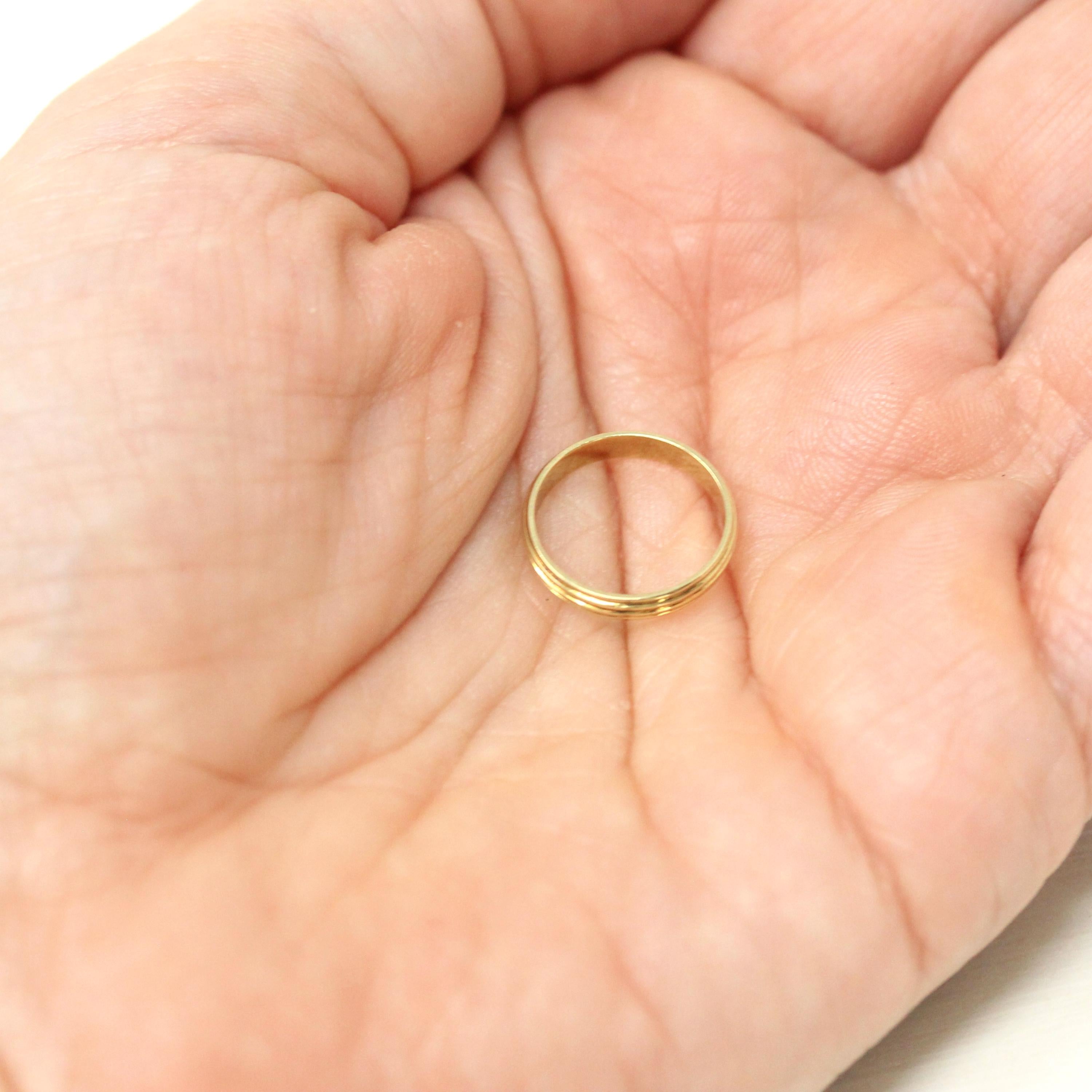 Vintage Baby Band - Retro 10k Yellow Gold Pinky Midi Charm Ring - Circa 1940s Era Size 1 Children's Baby Shower New Mother Gift Fine Jewelry