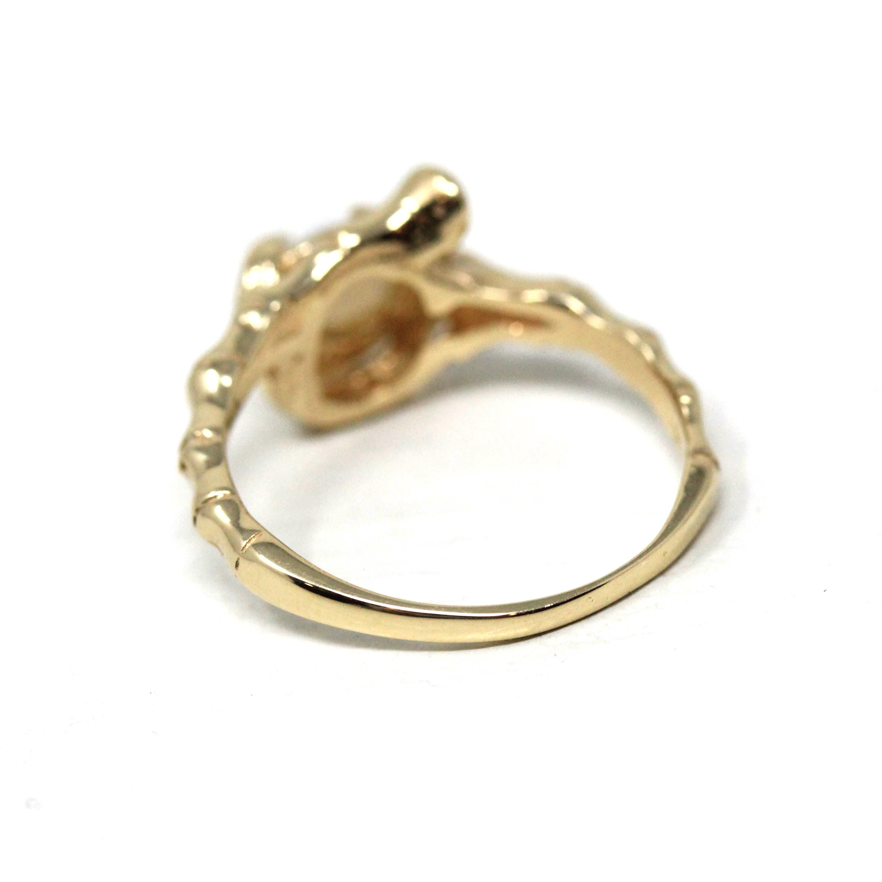 Natural Opal Ring - Modern 14k Yellow Gold Cabochon Cut .22 CT Gemstone - Estate Circa 1990s Era Size 5 3/4 October Birthstone Fine Jewelry