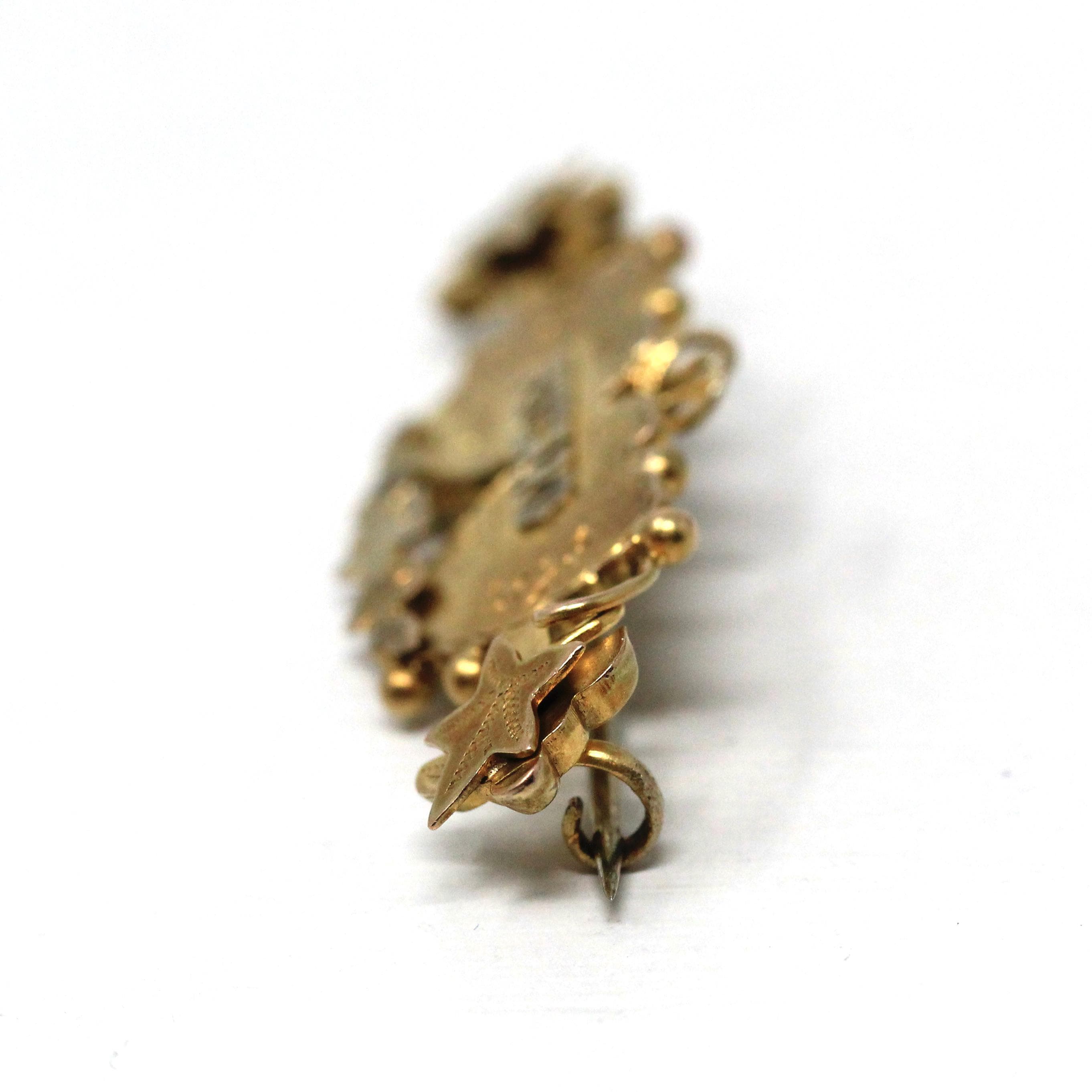 Edwardian "REGARD" Brooch - Antique English 9k Yellow Gold Pin - Circa 1910s Rare Memento Sentimental Romantic Acrostic Fine Regard Jewelry