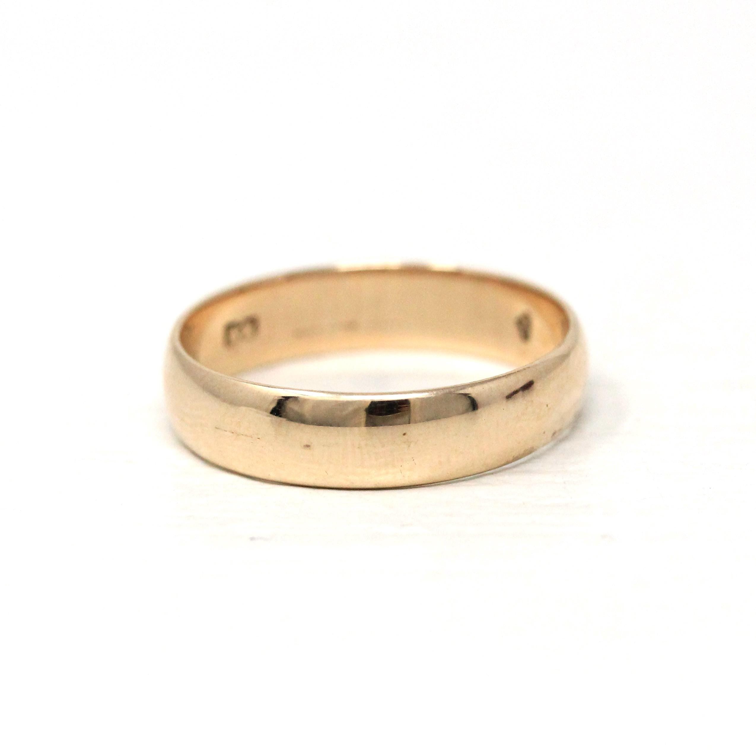 Vintage Inscribed Wedding Band - Art Deco 6k Yellow Gold Unadorned Plain Ring - Dated 1931 Size 7 Classic Simple Unisex 30s Fine Jewelry