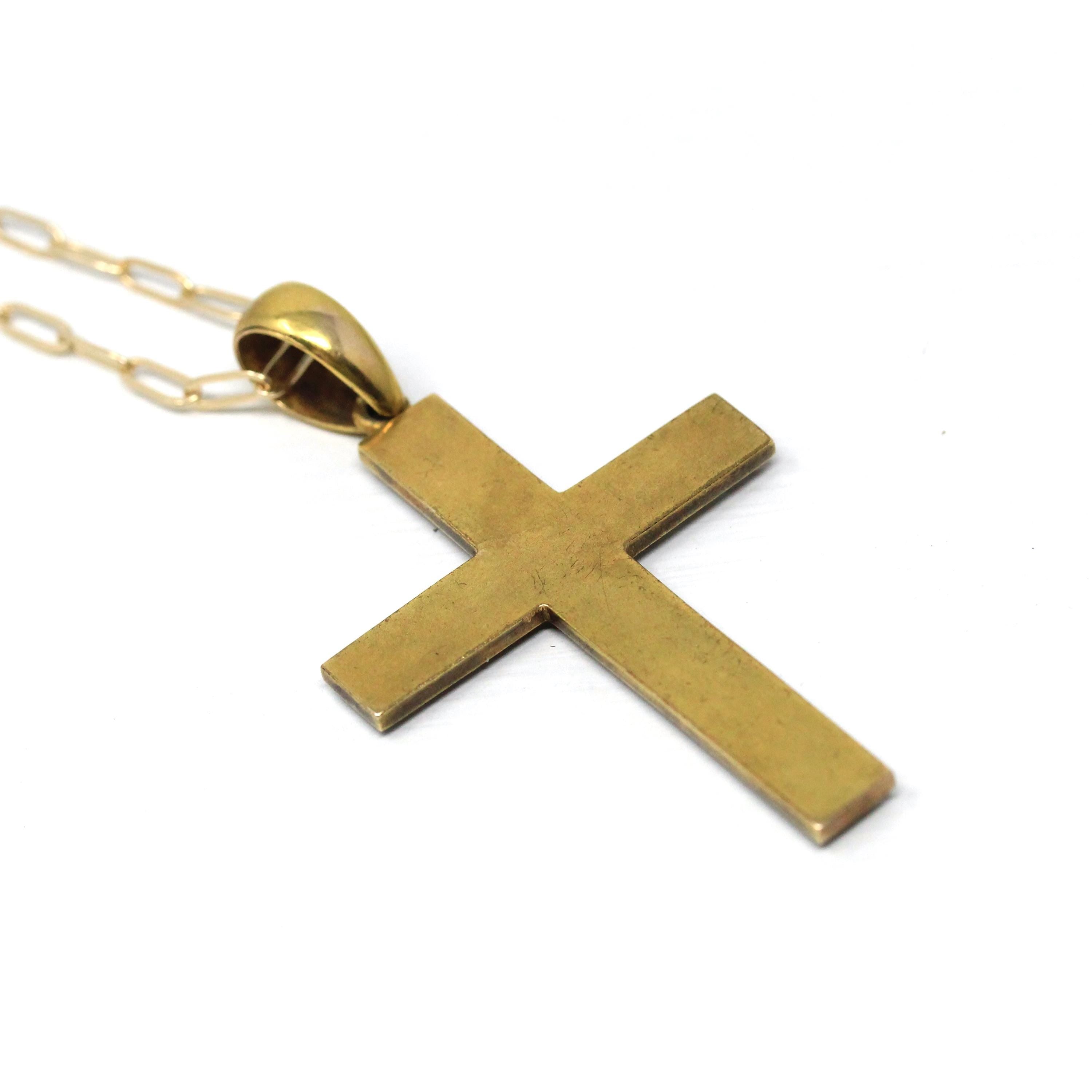 Antique Victorian Cross - Circa 1890s 14k Yellow Gold Seed Pearl & Black Enamel Pendant - Mourning Religious Christianity Cross Fine Jewelry