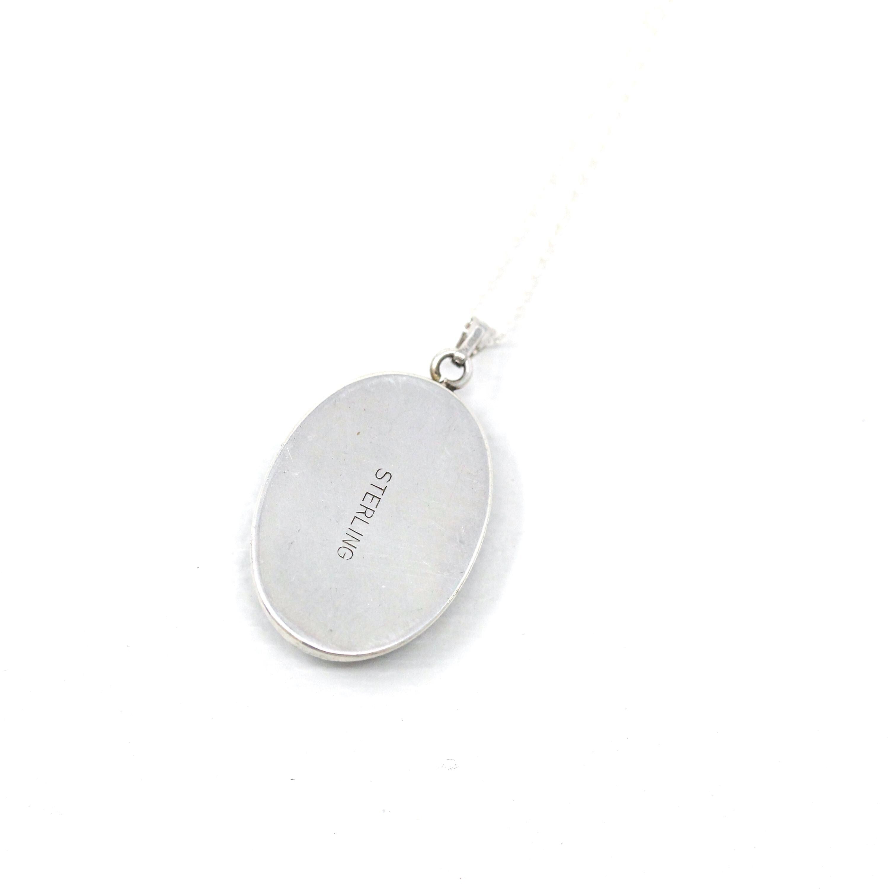 Morpho Butterfly Pendant - Mid Century Sterling Silver Blue Wing Necklace - Vintage Circa 50s Era Tropical Palm Tree Beach Souvenir Jewelry