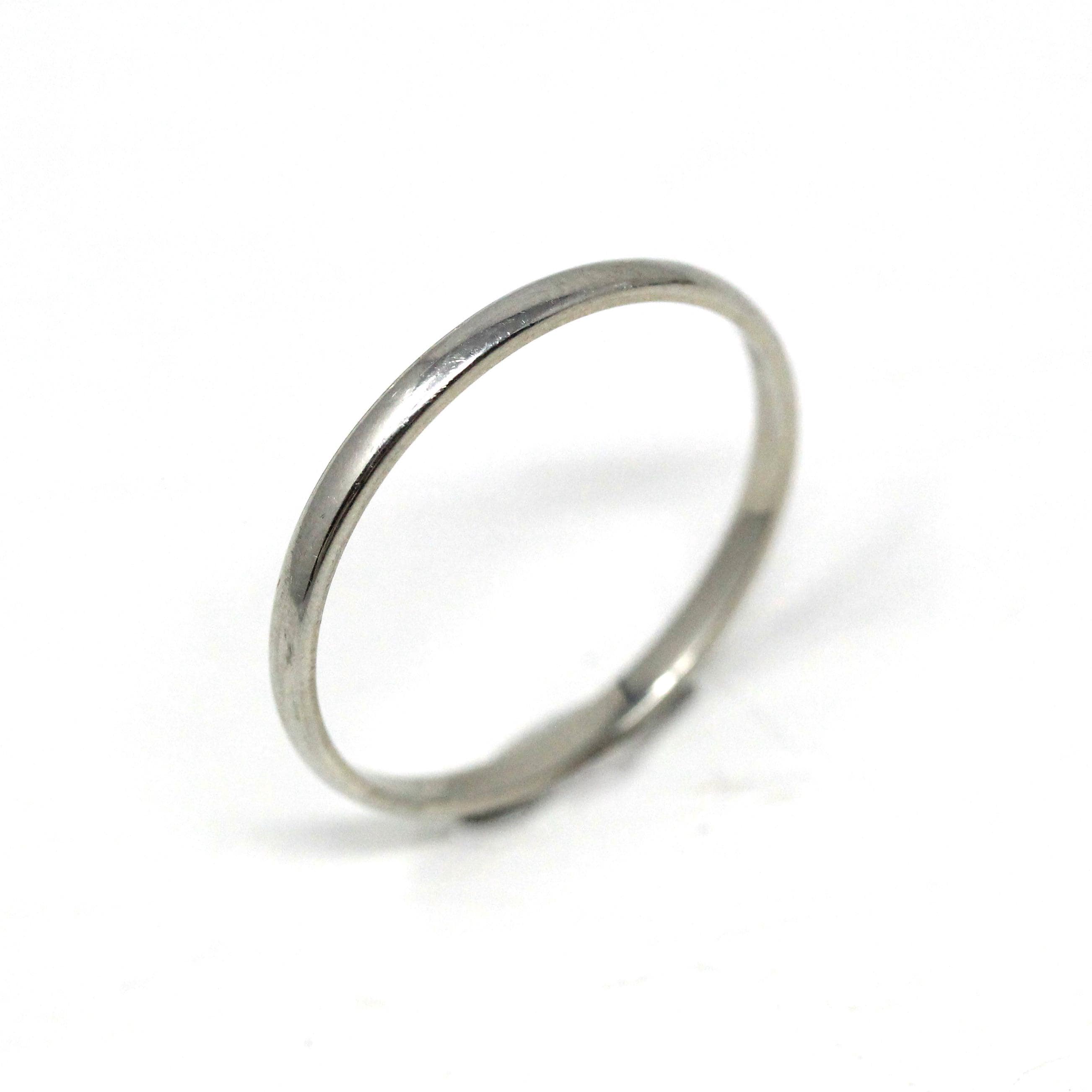 Dated 1927 Band - Art Deco 19k White Gold Hand Engraved Inscribed Wedding Ring - Antique Size 7 Circa 1920s Stacking Unisex Fine 20s Jewelry