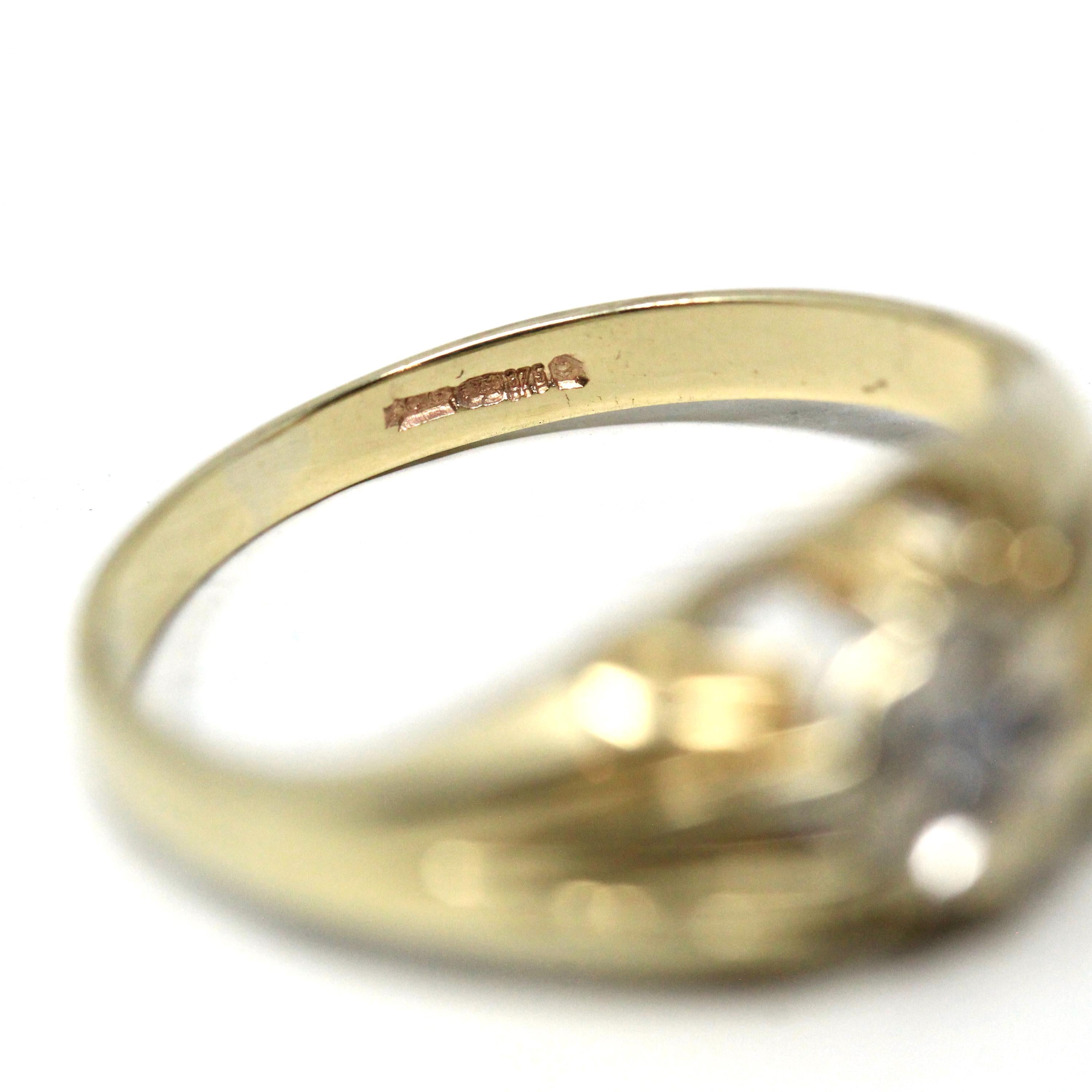 Star Diamond Ring - Modern Estate 9k Yellow Gold Natural .05 CT Gemstone Ring - Vintage Circa 1990s Size 8 Celestial Fine Bridal Jewelry