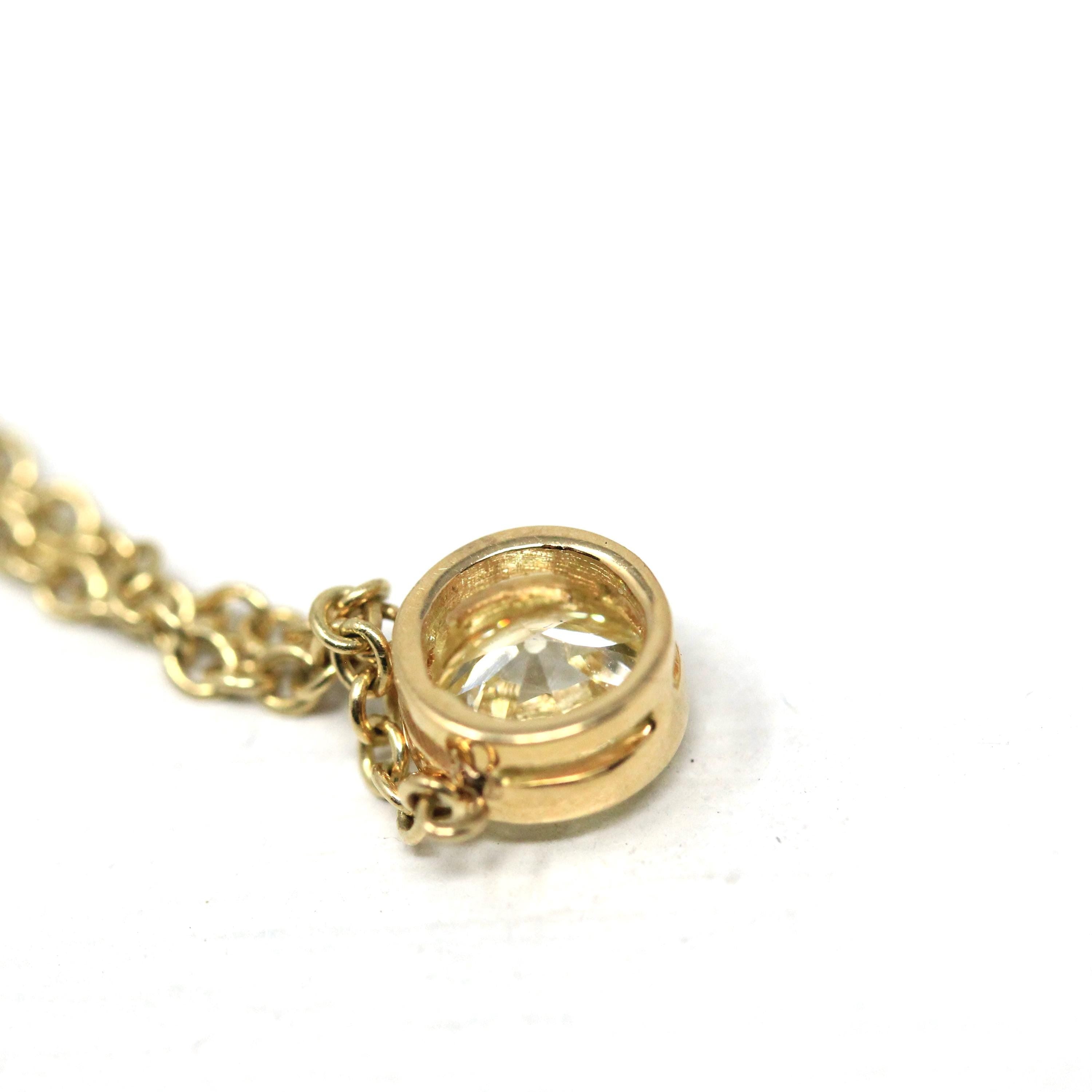 Dainty Diamond Necklace - Modern 14k Yellow Gold .68 CT Natural Diamond Bezel - Antique Old European Cut Gemstone Fine Minimalist Jewelry