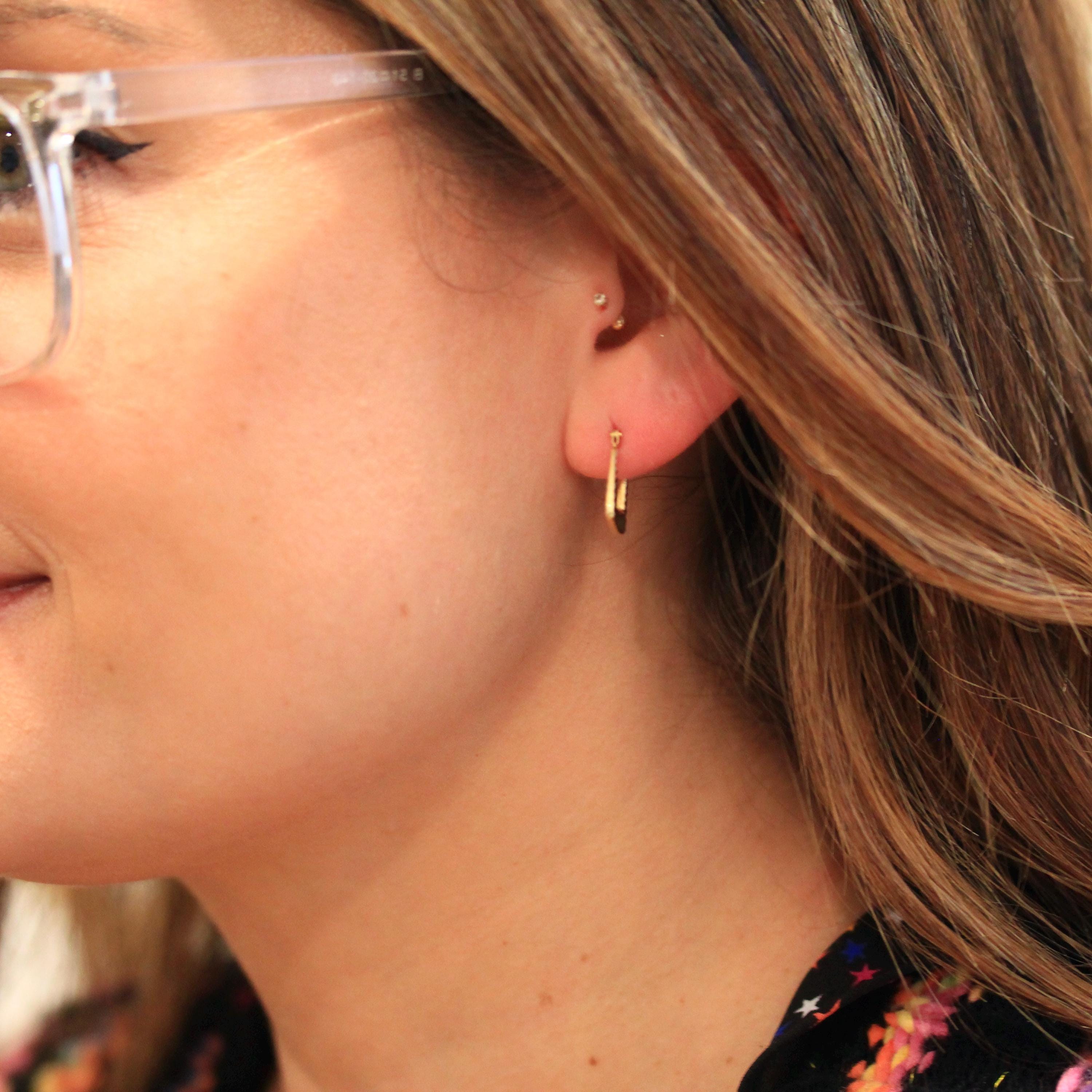 Modern Square Hoop Earrings - Estate 9k Yellow Gold Latch Lever Backs - Vintage Circa 2000's Era Etched Groove UK Statement Fine Jewelry