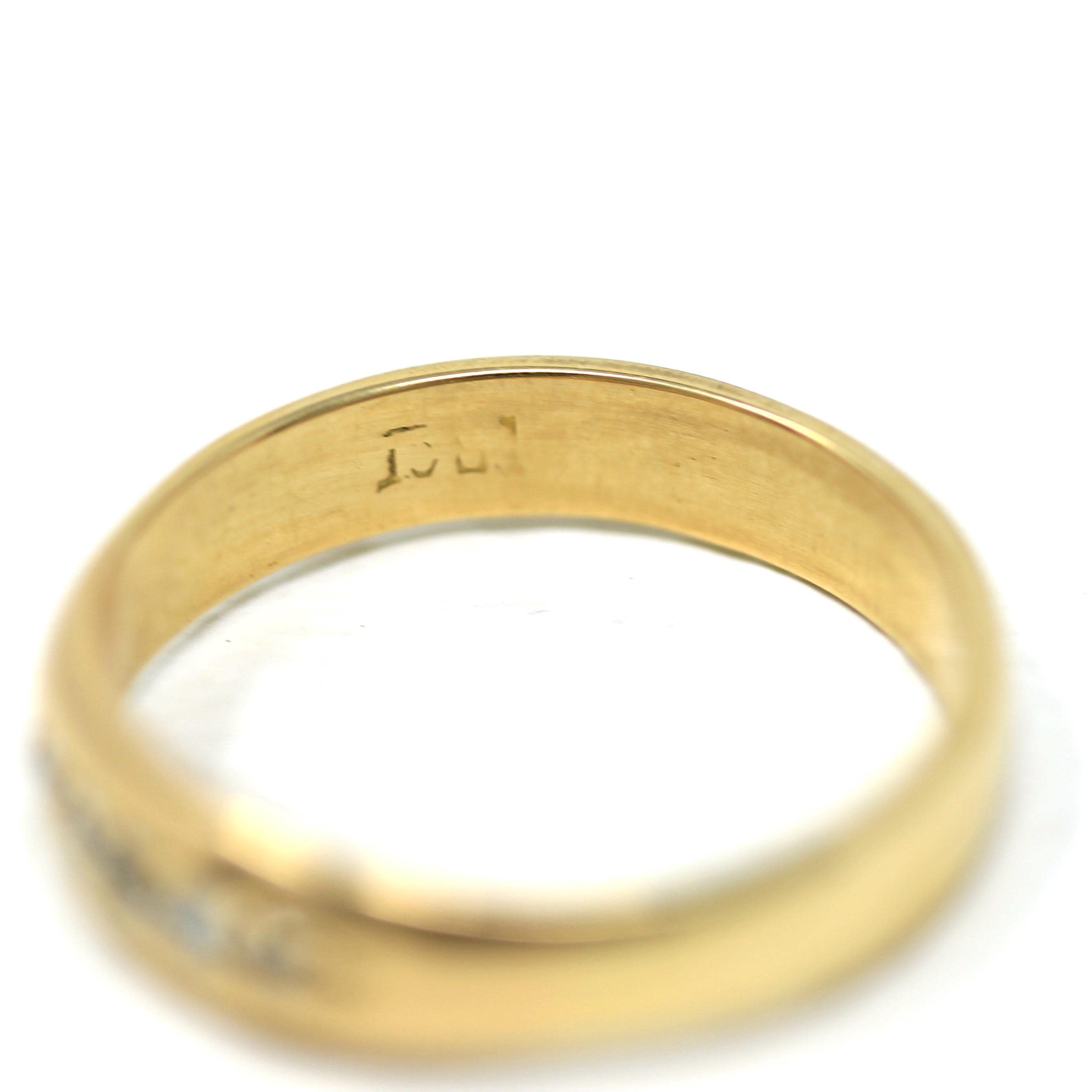 Antique Diamond Band - Edwardian 18k Yellow Gold .16 CTW Natural Gemstone Ring - Vintage 1910s Era English Fine Precious Bridal Jewelry