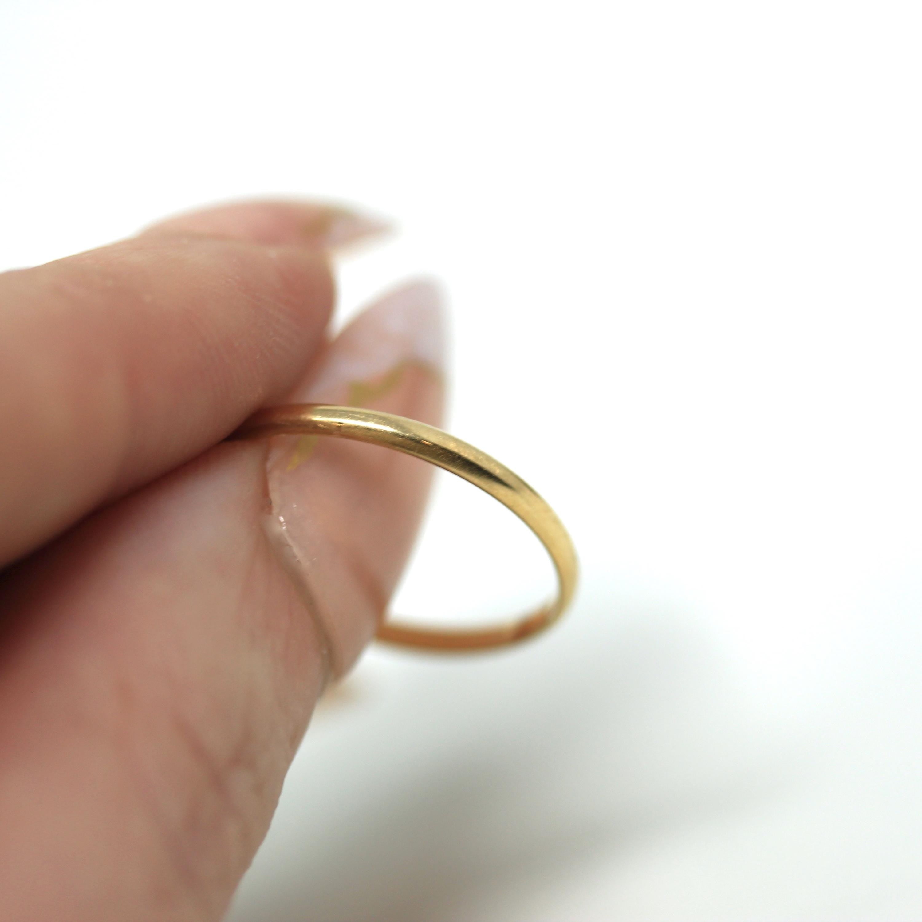 Modern Dainty Band - Minimalist 14k Yellow Gold Unadorned Plain Polished Ring- Circa 2000s Estate Size 6 1/2 Simple Stacking Fine Jewelry