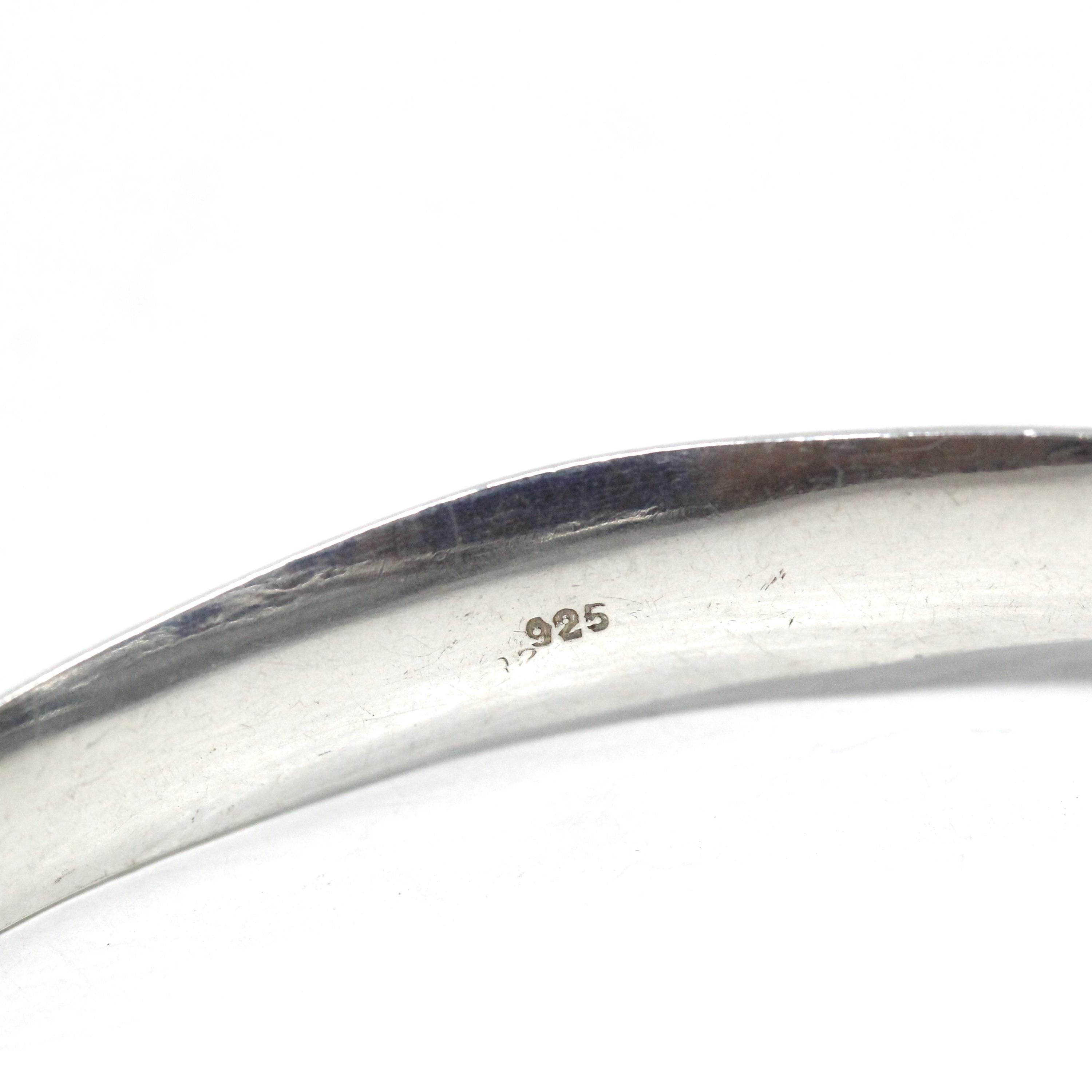 Vintage Swirl Bangle Bracelet - Retro Sterling Silver Organic Shape Funky Clasp Statement - Circa 1970s Era Fashion Accessory 70s Jewelry