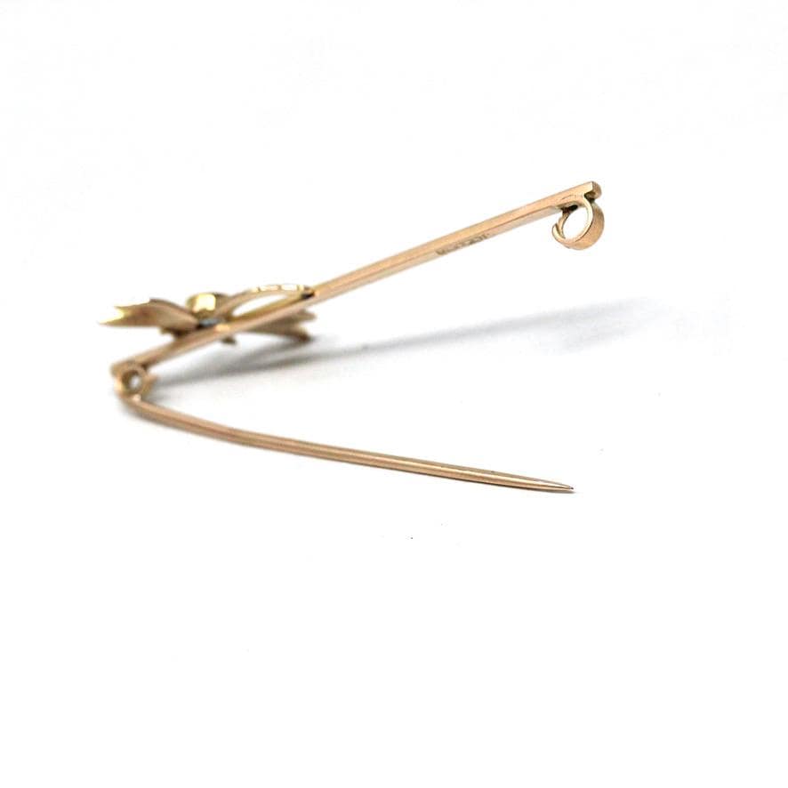 Zircon Dragonfly Brooch - Edwardian 9k Yellow Gold Natural Blue Gem Seed Pearls - Antique 1910s Bug Insect December Birthstone Fine Jewelry