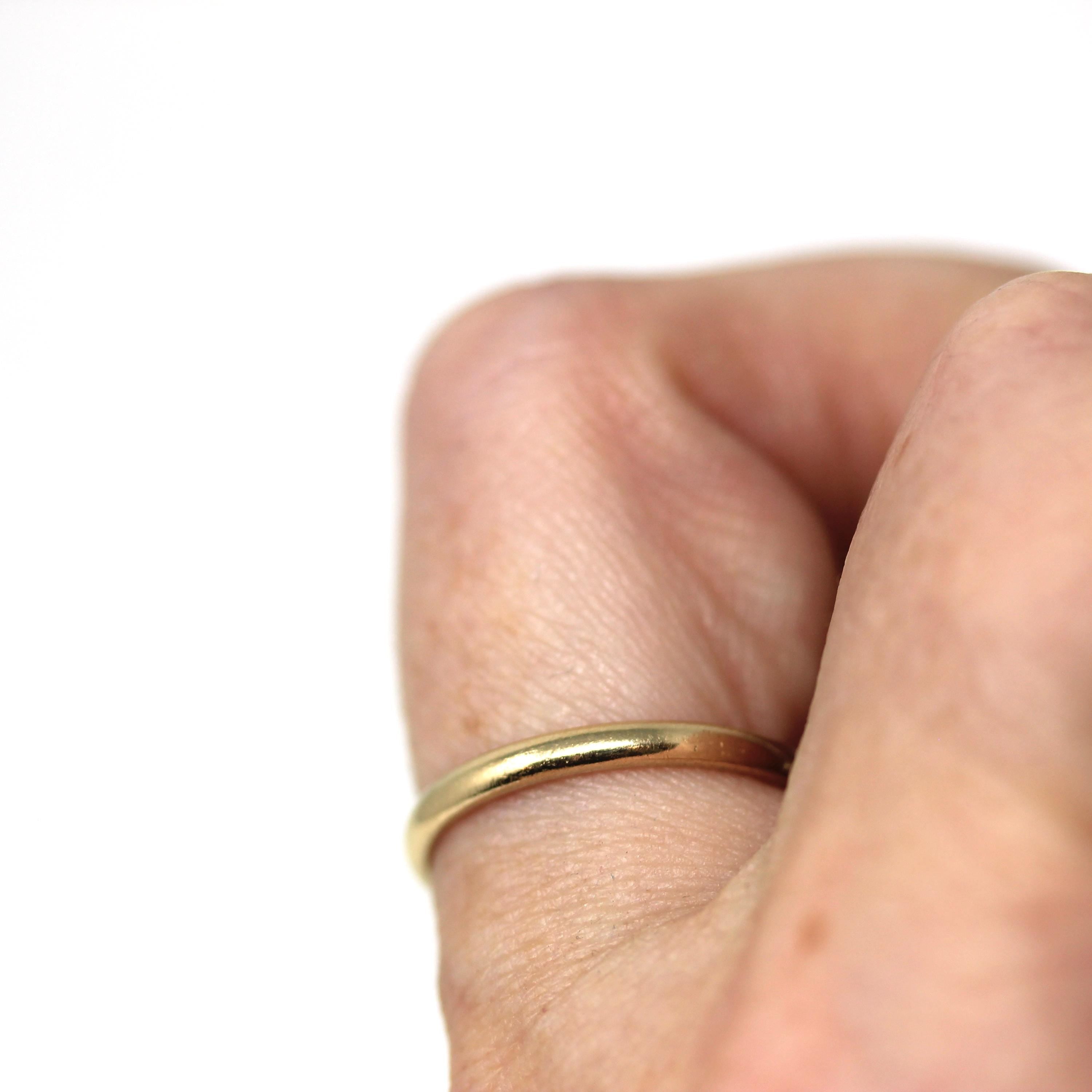 Retro Wedding Band -Vintage 14k Yellow Gold Plain Circa 1940s Ring - Size 6 Signed Art Carved J.R. Wood Bridal Stacking Fine 40s Era Jewelry