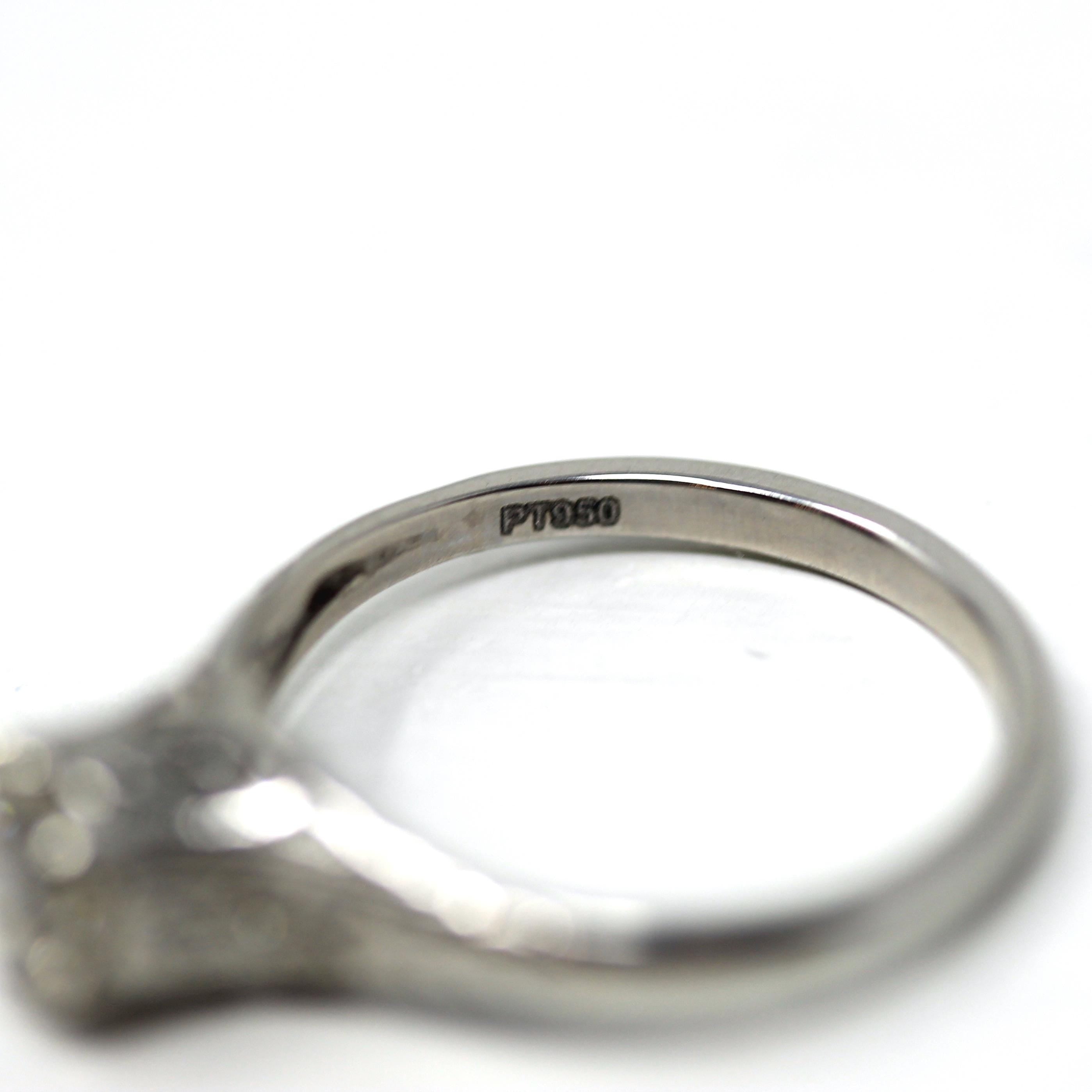 Vintage Engagement Ring - Art Deco Platinum Natural Genuine Diamond Wedding - Antique Circa 1920s Size 5 3/4 Bridal Filigree Fine Jewelry