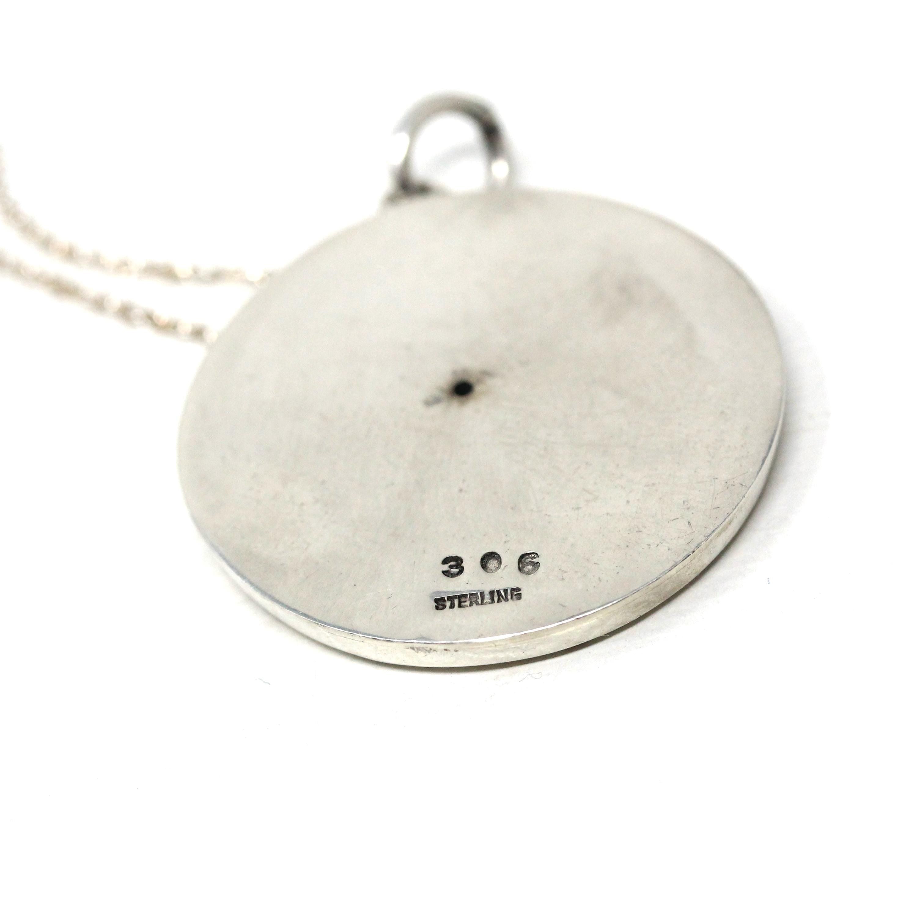 Vintage Gemini Pendant - Retro Era Sterling Silver Raised Hollow Design Twins Round Pendant - Circa 1960s Georg Jensen 306 Zodiac Jewelry