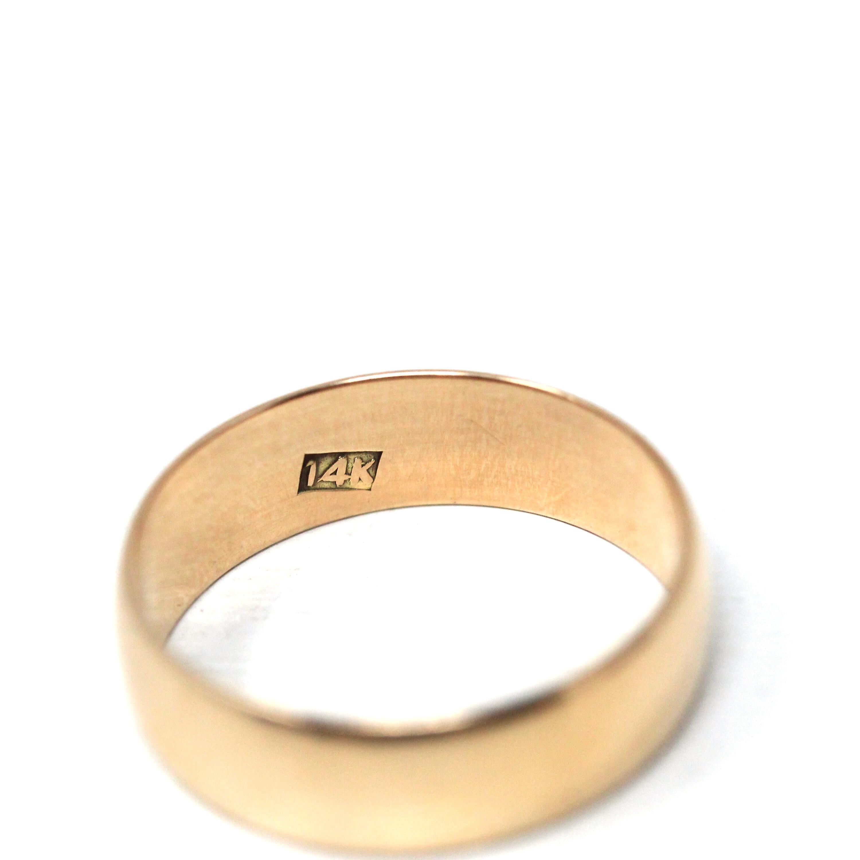 Antique Cigar Band - Edwardian 14k Rosy Yellow Gold Unadorned Wide Ring - Vintage Circa 1910s Size 7 1/2 - Unisex Wedding Fine 10s Jewelry