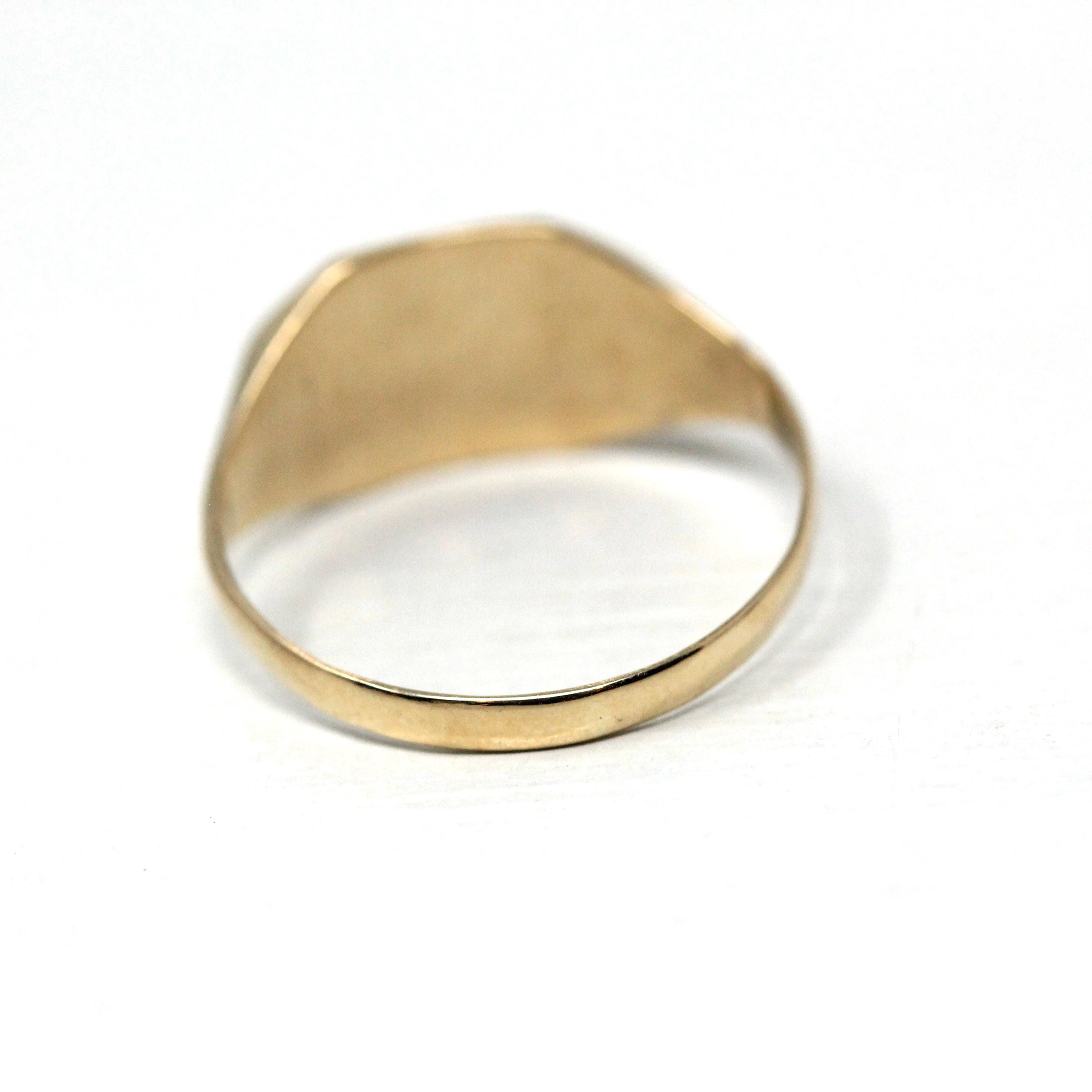 Vintage "MDH" Signet Ring - Retro 10k Yellow Gold Engraved Letters Initials Statement - Circa 1940s Size 7 Esemco Monogrammed Fine Jewelry