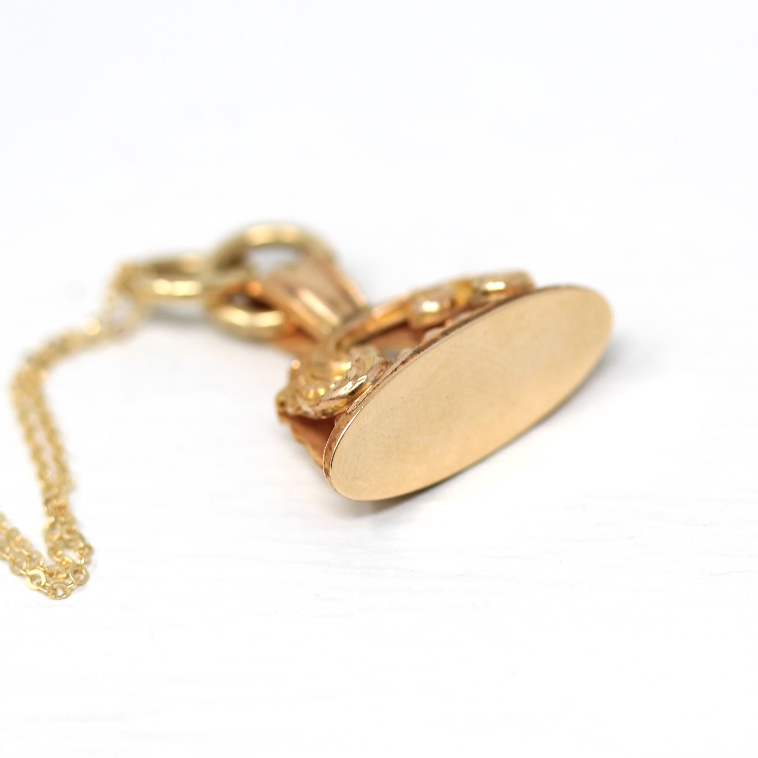 Antique Fob Necklace - Victorian Gold Filled Ornate Repousse Style Charm - Vintage Circa 1880s Era Pocket Watch Fashion Accessory Jewelry