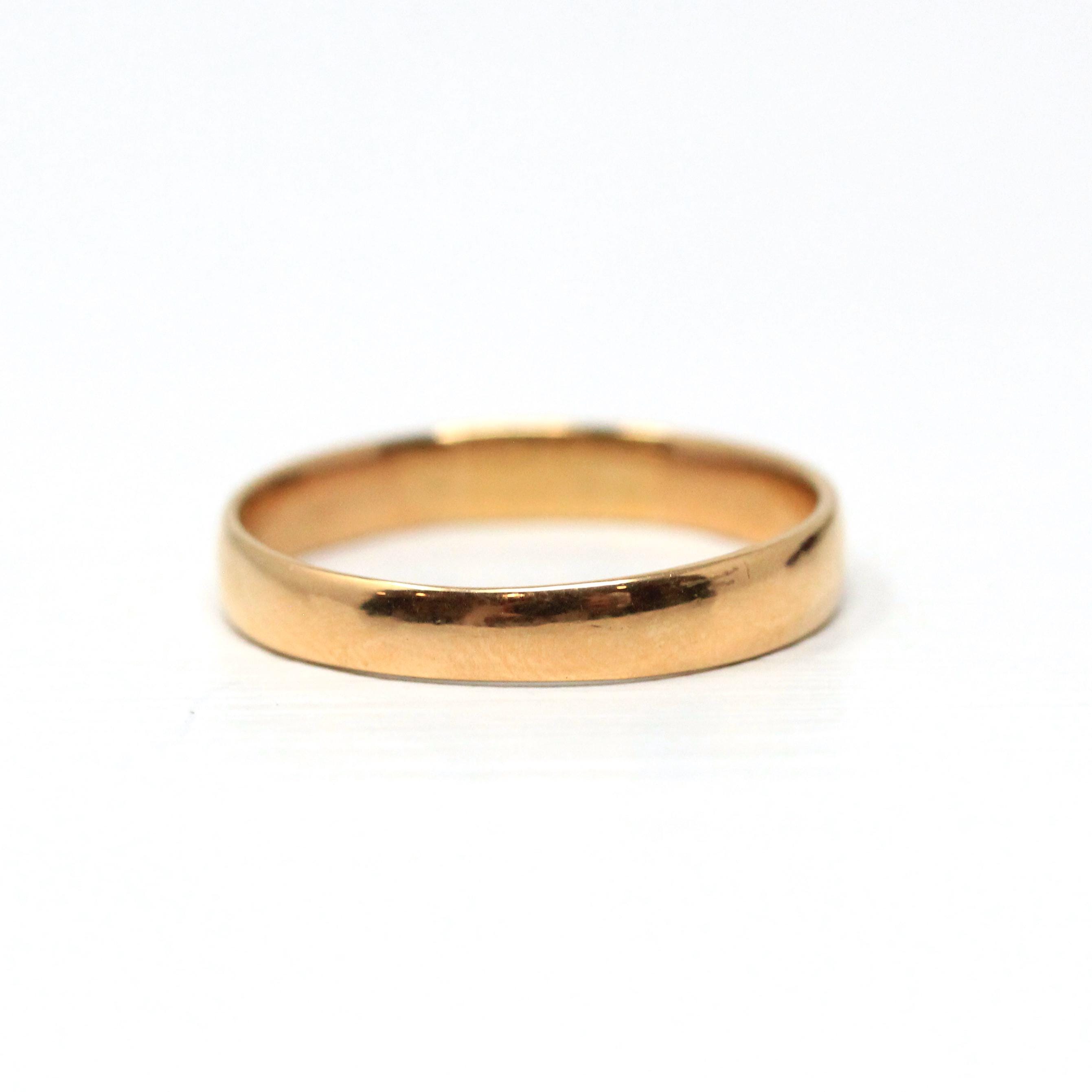 Edwardian Era Ring - Antique 22k Yellow Gold Birmingham England UK Band - Dated 1909 Size 8 1/2 English Hallmarks Fine Minimalist Jewelry