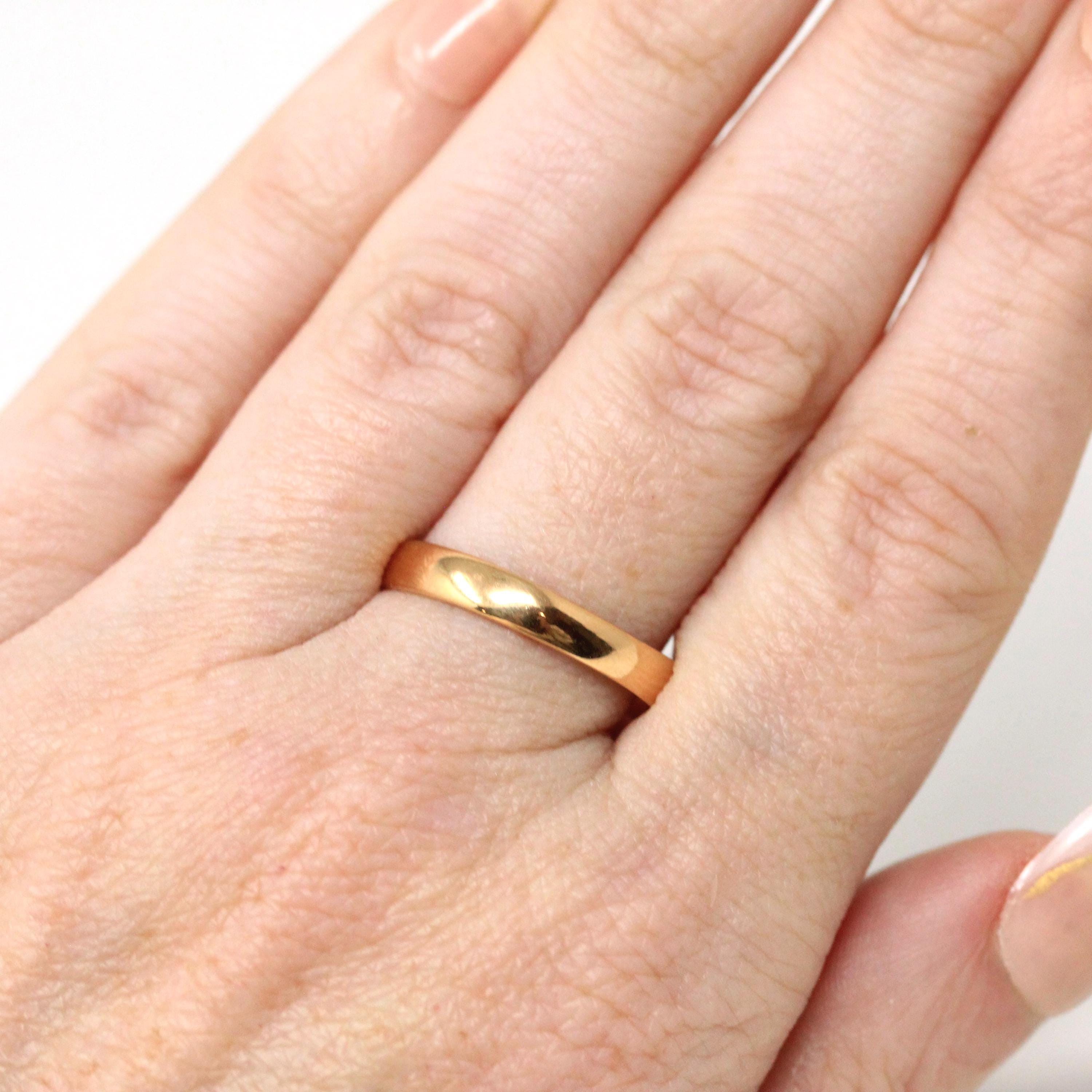 Edwardian Era Ring - Antique 22k Yellow Gold Birmingham England UK Band - Dated 1909 Size 8 1/2 English Hallmarks Fine Minimalist Jewelry