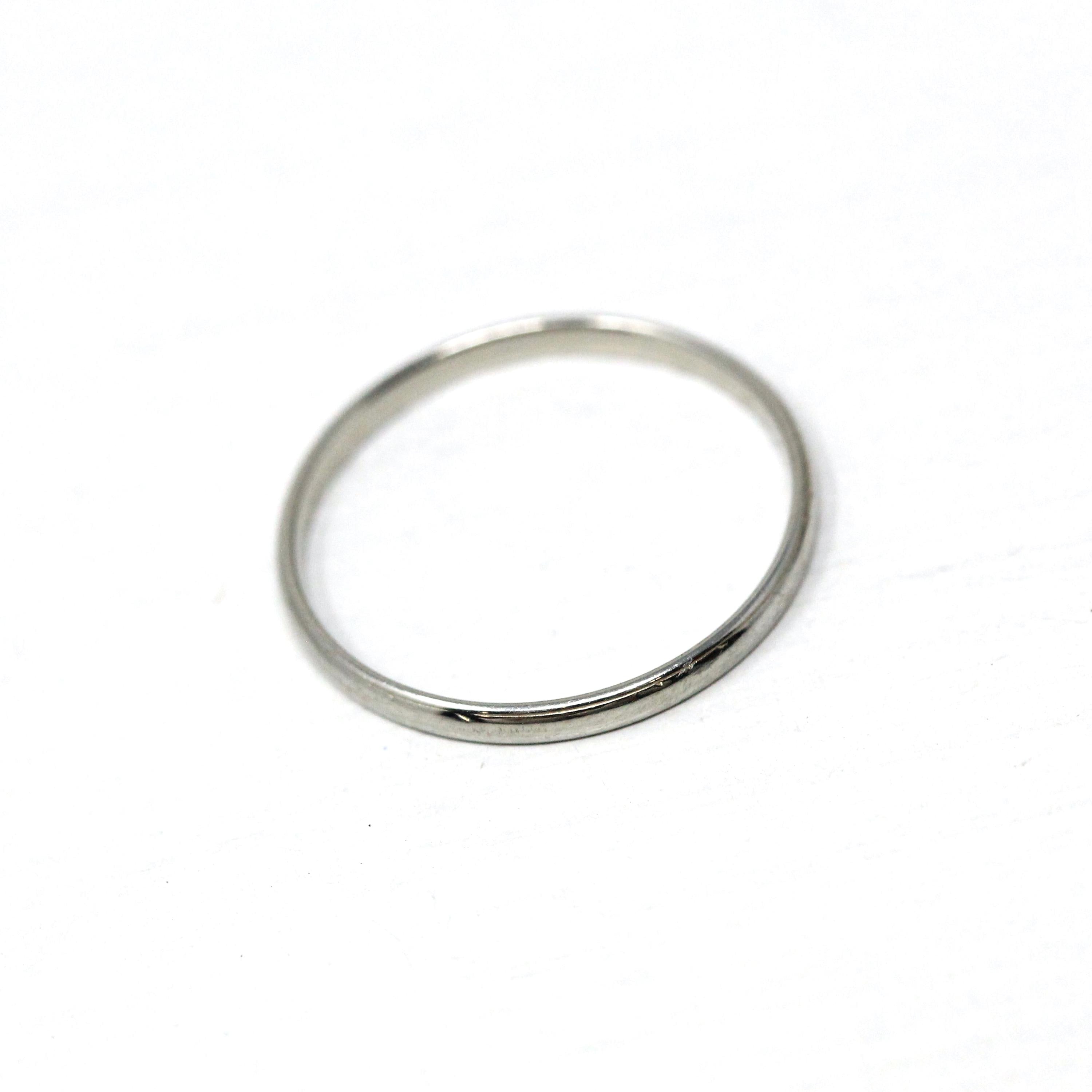 Dated 1927 Band - Art Deco 19k White Gold Hand Engraved Inscribed Wedding Ring - Antique Size 7 Circa 1920s Stacking Unisex Fine 20s Jewelry