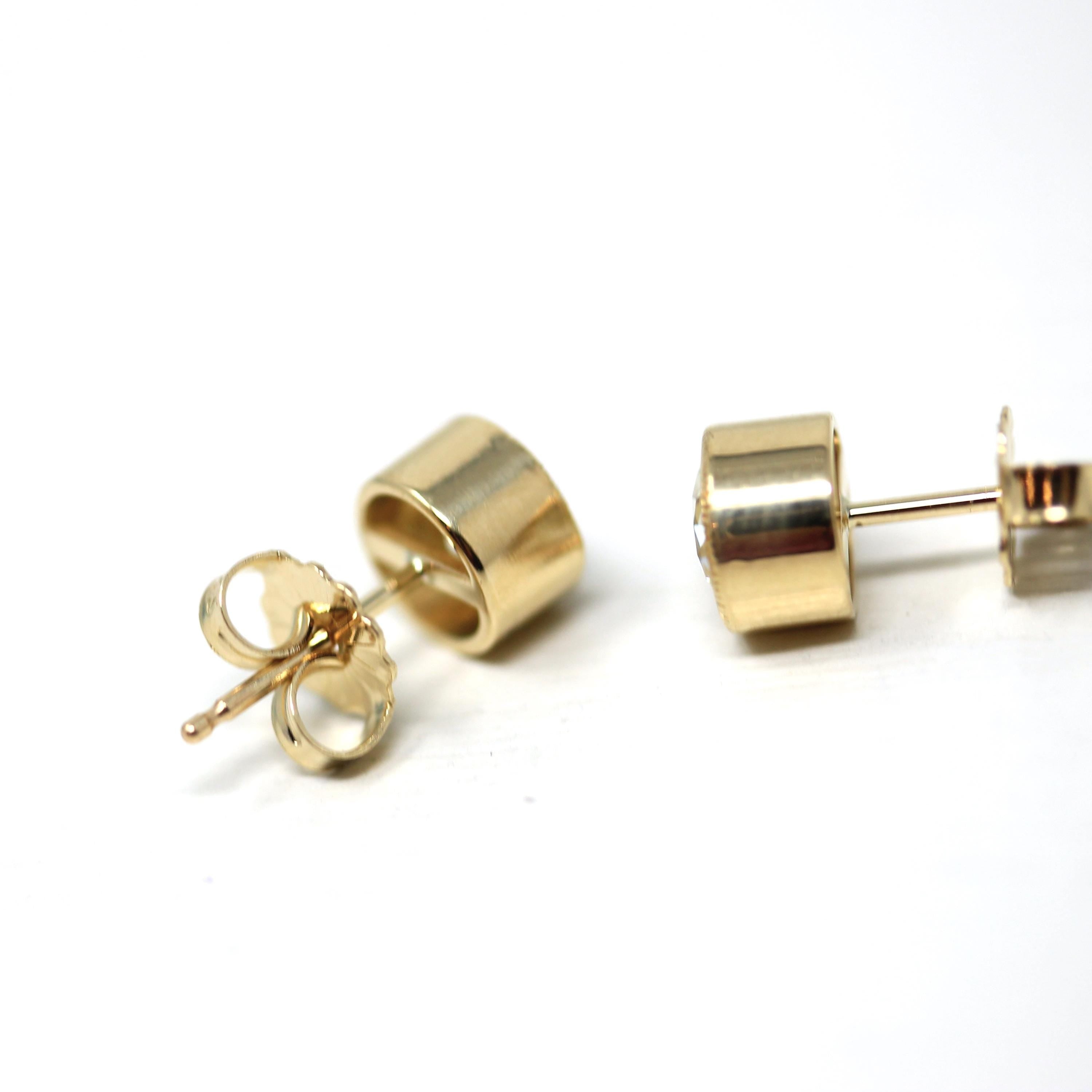 Antique Diamond Earrings - Custom 14k Yellow Gold 1.18 CTW L Color VS1 Clarity Natural Old European Cuts - Bezel Stud Fine Diamond Jewelry