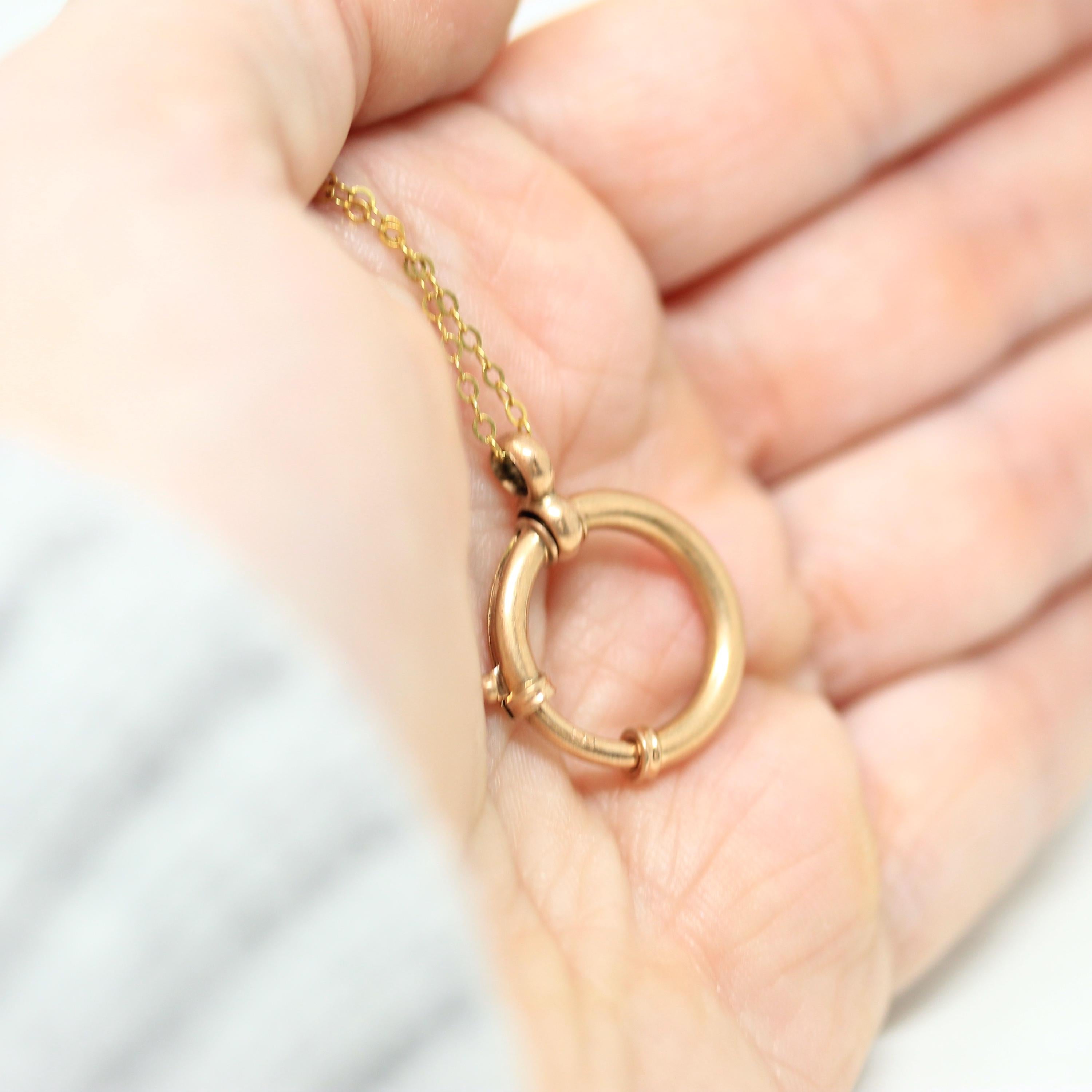 Antique Charm Holder - Victorian Era 14k Rosy Yellow Gold Necklace Finding Clasp - Circa 1890s Statement Large Bolt Spring Ring Fine Jewelry