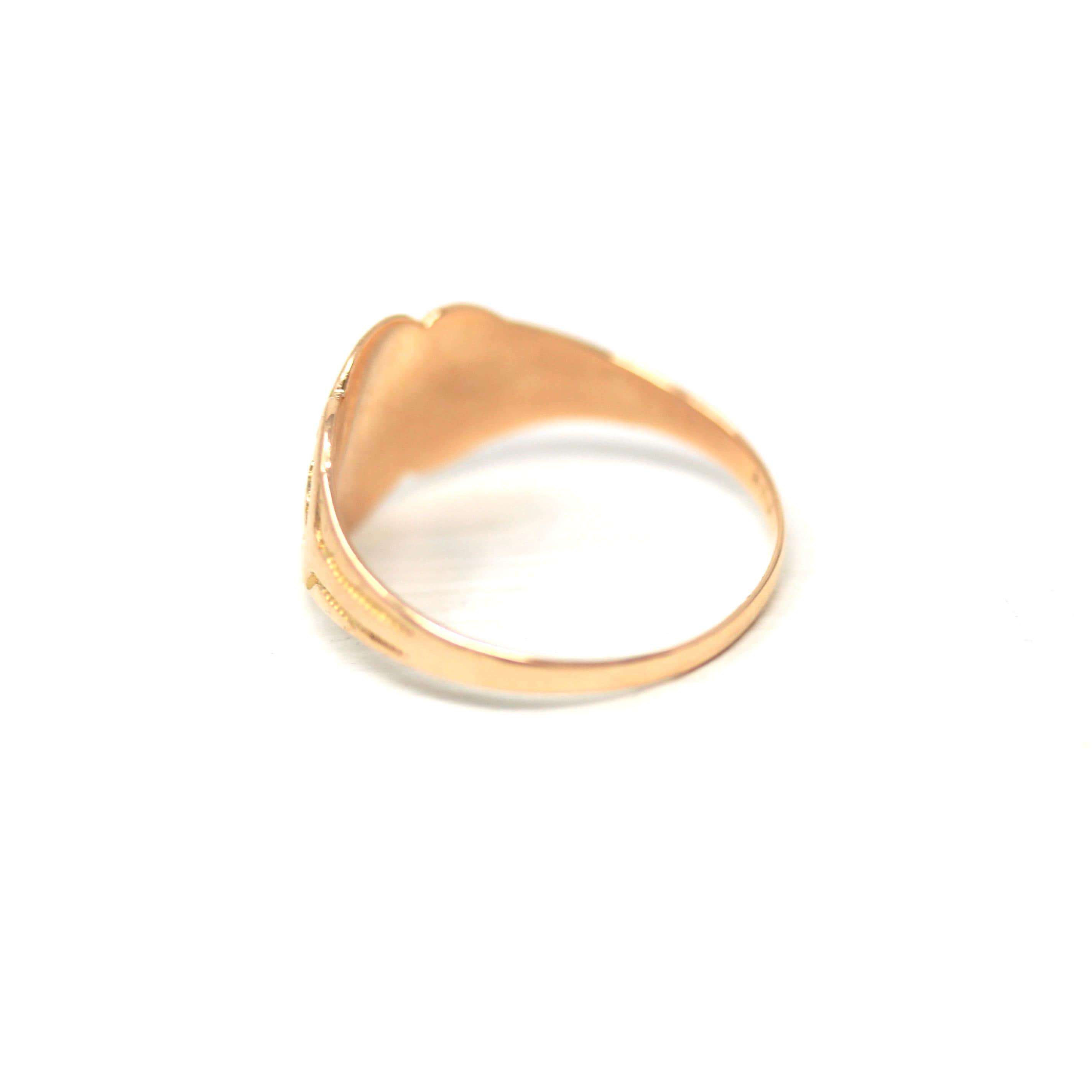 Blank Signet Ring - Edwardian 10k Rose Gold Engrave Monogram Letters Initials Band - Antique Circa 1910s Era Size 5 1/2 Ostby Barton Jewelry