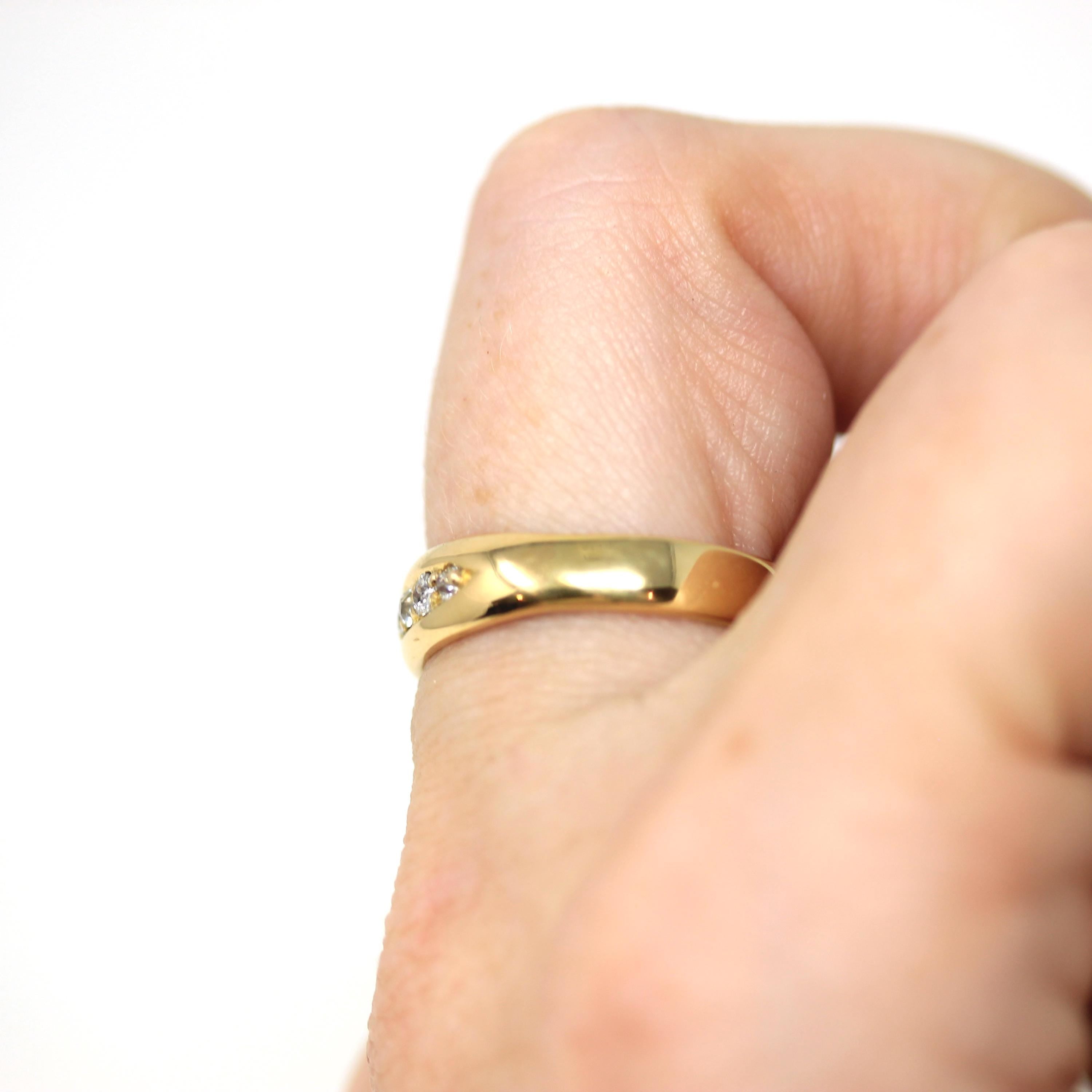 Antique Diamond Band - Edwardian 18k Yellow Gold .16 CTW Natural Gemstone Ring - Vintage 1910s Era English Fine Precious Bridal Jewelry