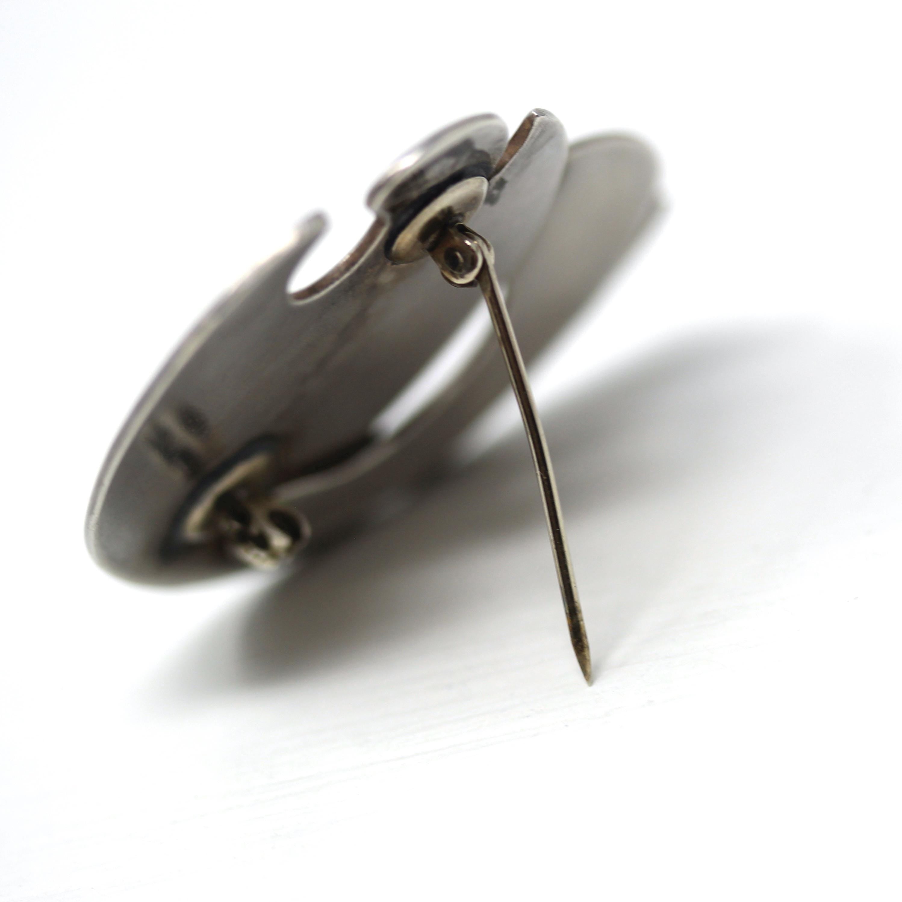 Vintage Modernist Brooch - Retro Era Sterling Silver Organic Funky Cutout Shapes Pin - Circa 1960s Handmade Fashion Statement Fine Jewelry