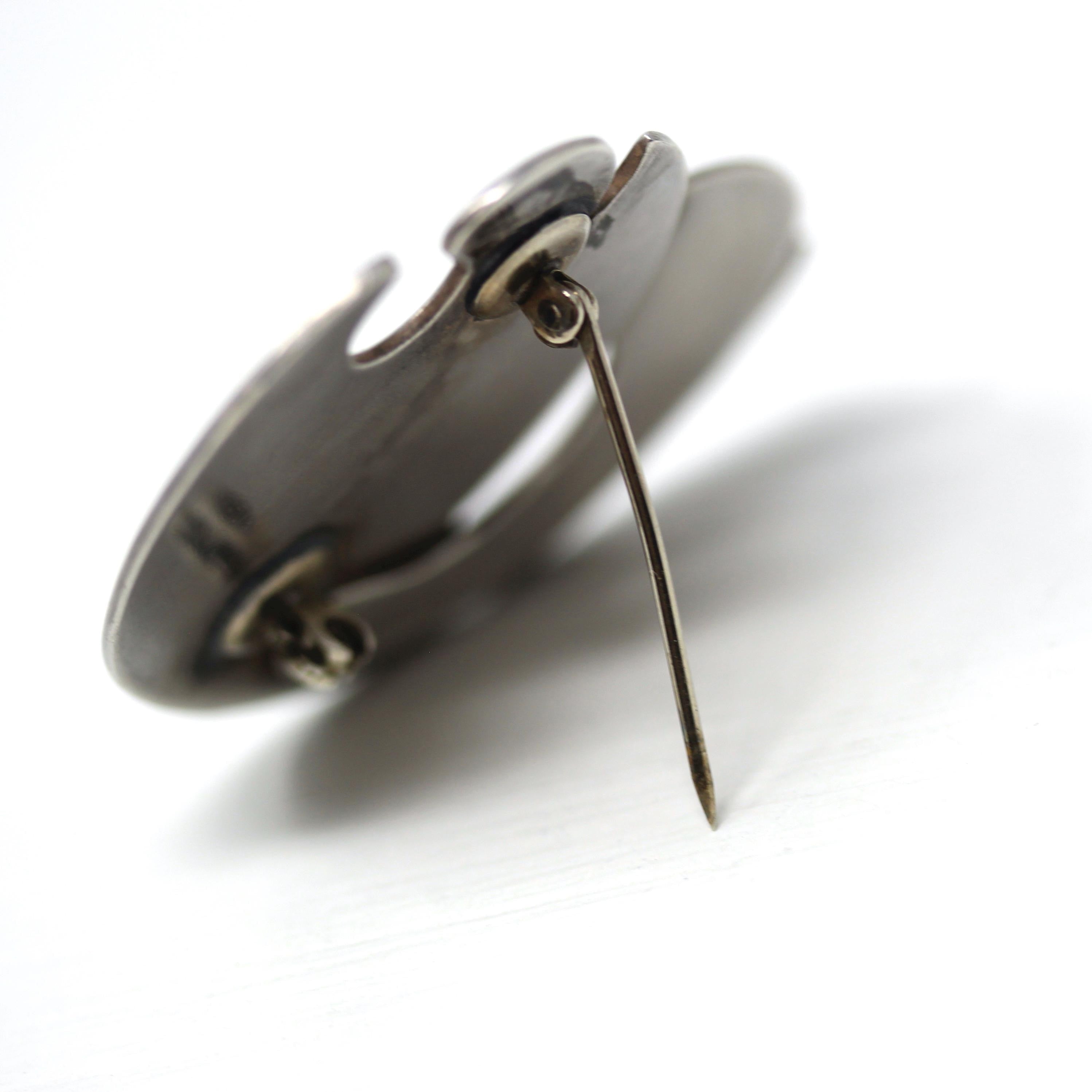 Vintage Modernist Brooch - Retro Era Sterling Silver Organic Funky Cutout Shapes Pin - Circa 1960s Handmade Fashion Statement Fine Jewelry