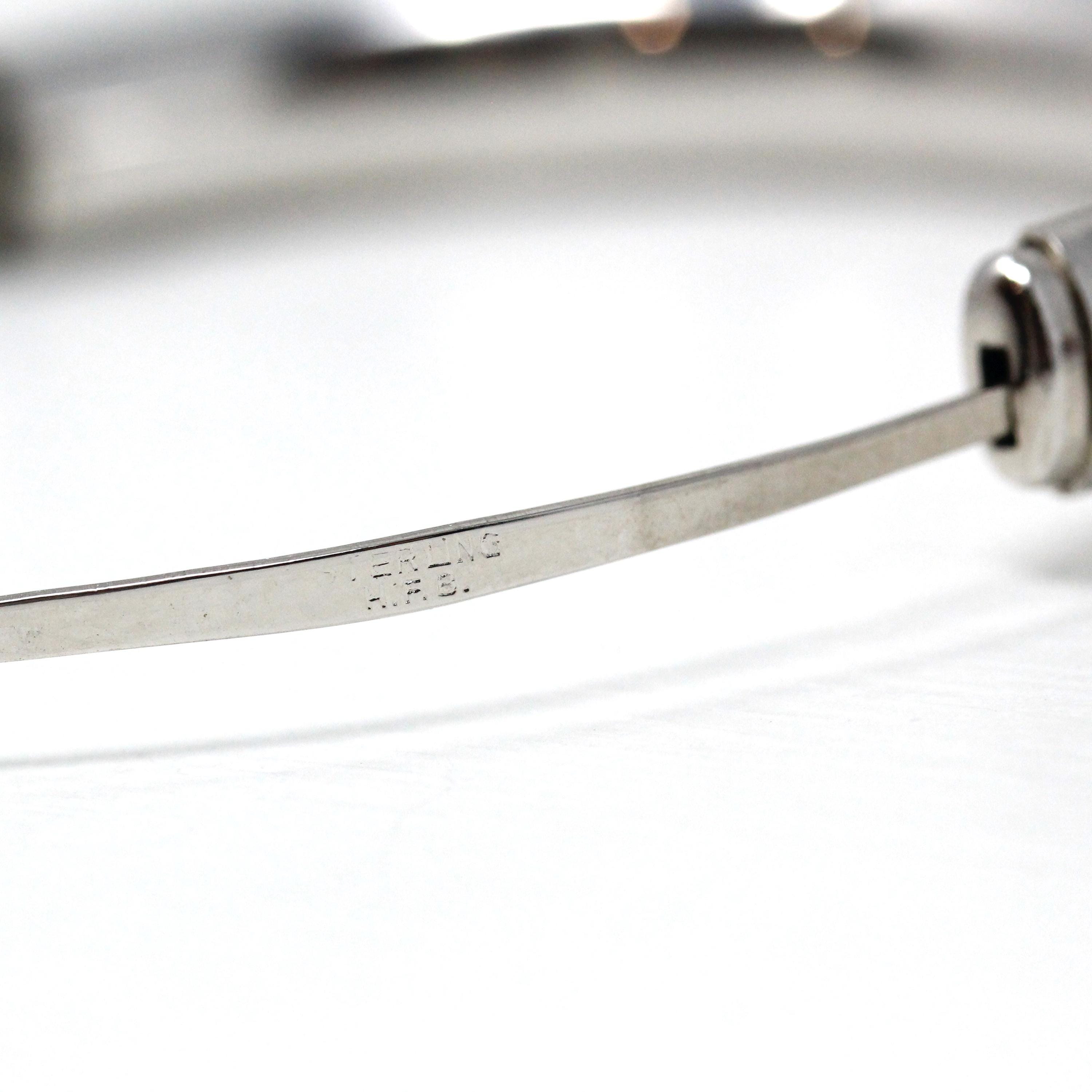 Vintage Flower Bangle - Retro Sterling Silver Engraved Nature Inspired Floral Design Bangle - Circa 1940s Era Statement Accessory Jewelry