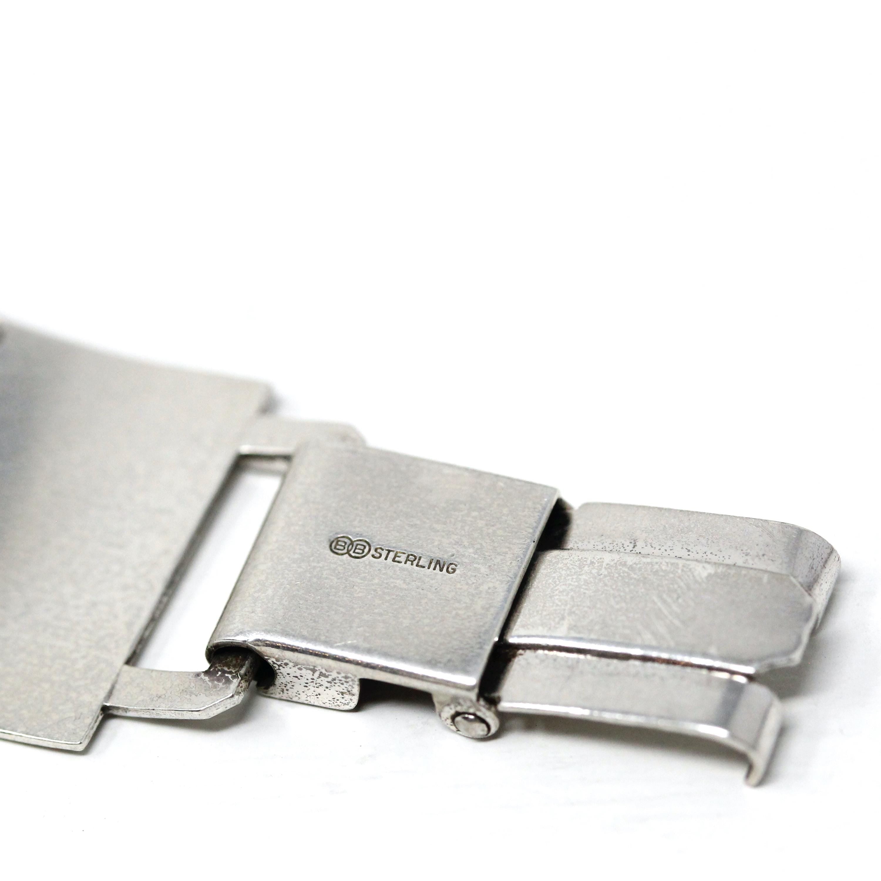 Vintage Panel Bracelet - Retro Sterling Silver Ornate Decorative Designs Inspired Statement - Circa 1960s Fashion Accessory 60s Jewelry