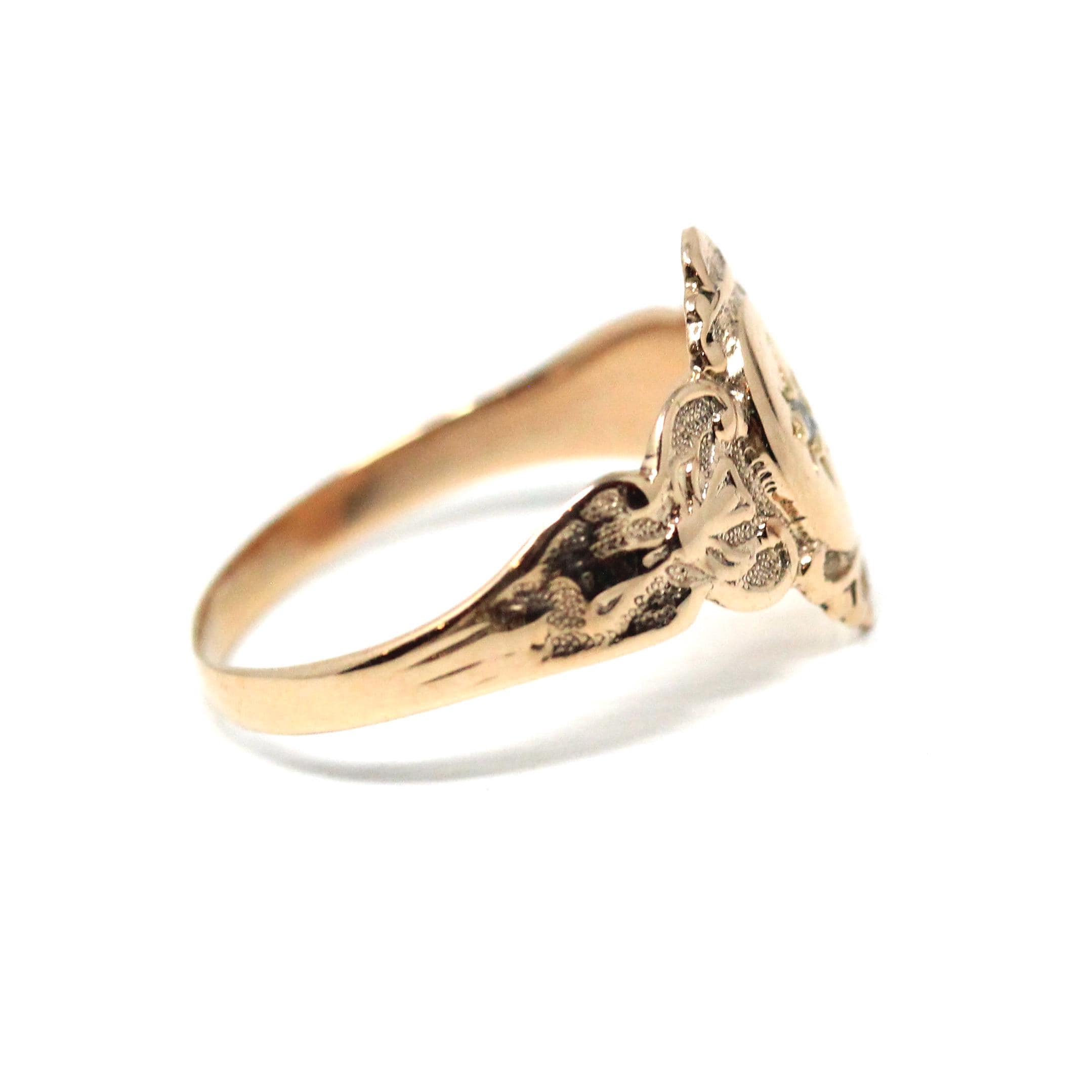 Antique Star Diamond Ring - Edwardian 10k Yellow Gold Natural Gemstone Band - Vintage Size 5 3/4 Early 1900s Incised Celestial Fine Jewelry