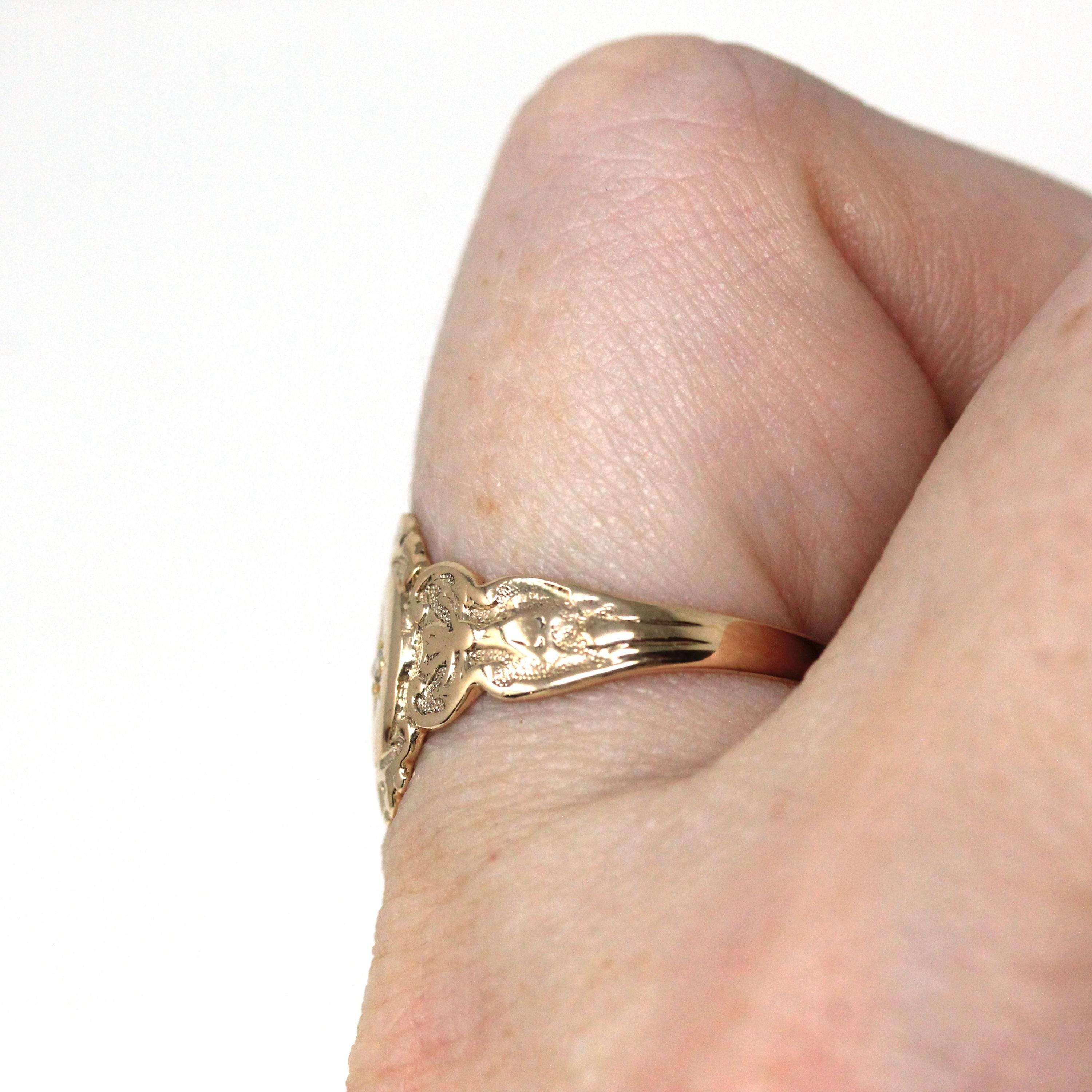 Antique Star Diamond Ring - Edwardian 10k Yellow Gold Natural Gemstone Band - Vintage Size 5 3/4 Early 1900s Incised Celestial Fine Jewelry